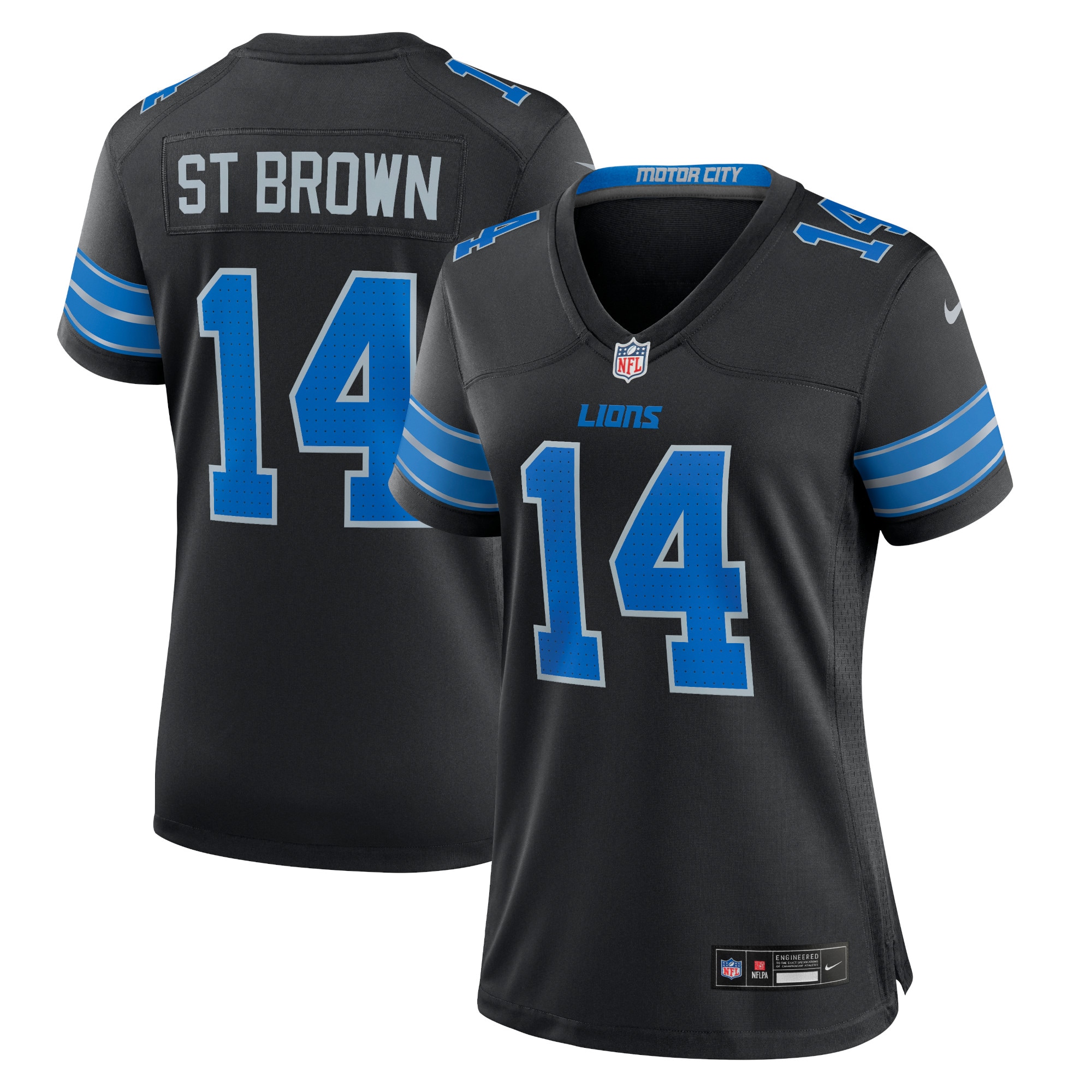 Women's Detroit Lions Amon-Ra St. Brown Black 2nd Alternate Game Jersey JS8706 Saliibo