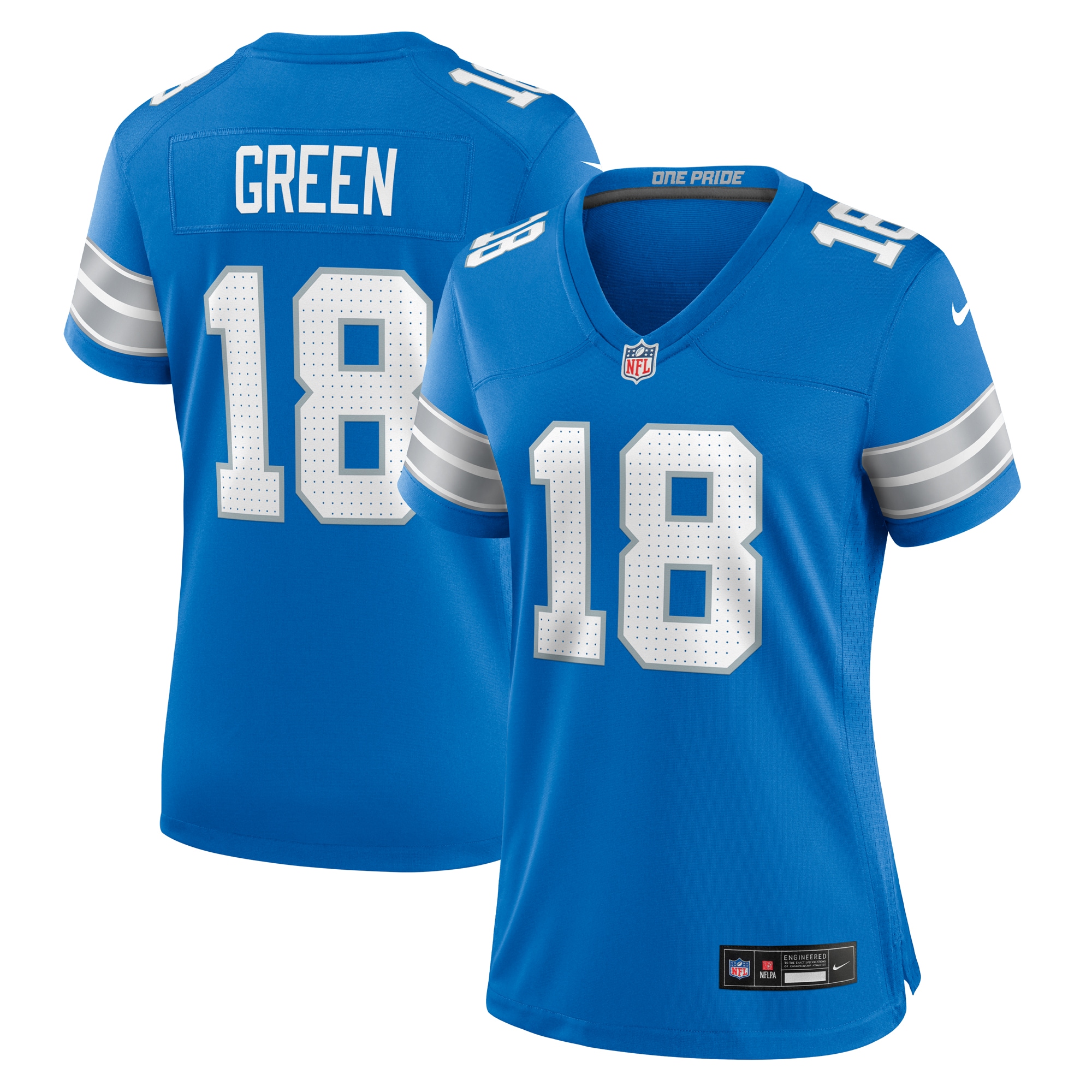 Women's Detroit Lions Antoine Green Blue Team Game Jersey JS1646 Saliibo