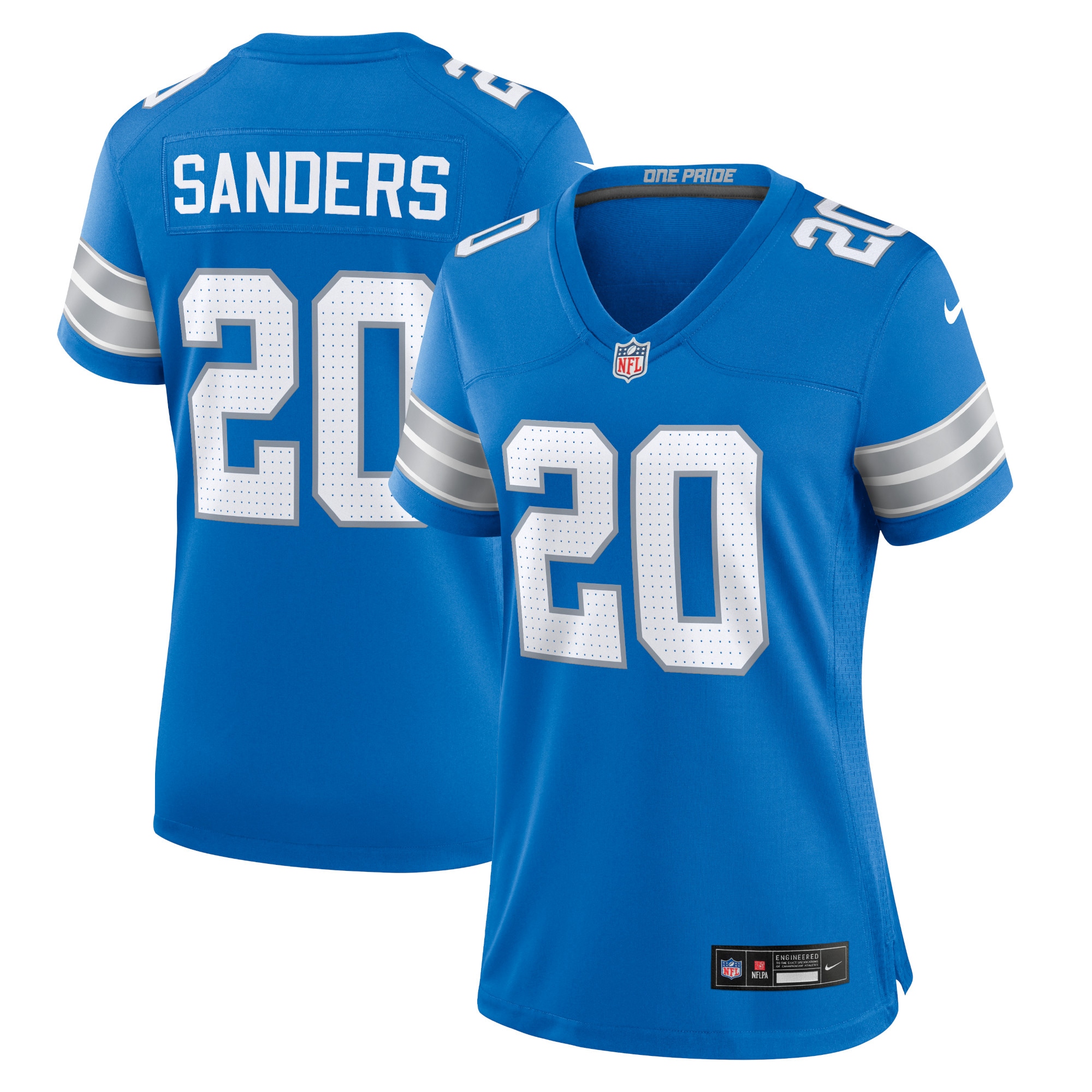 Women's Detroit Lions Barry Sanders Blue Retired Player Game Jersey JS4498 Saliibo