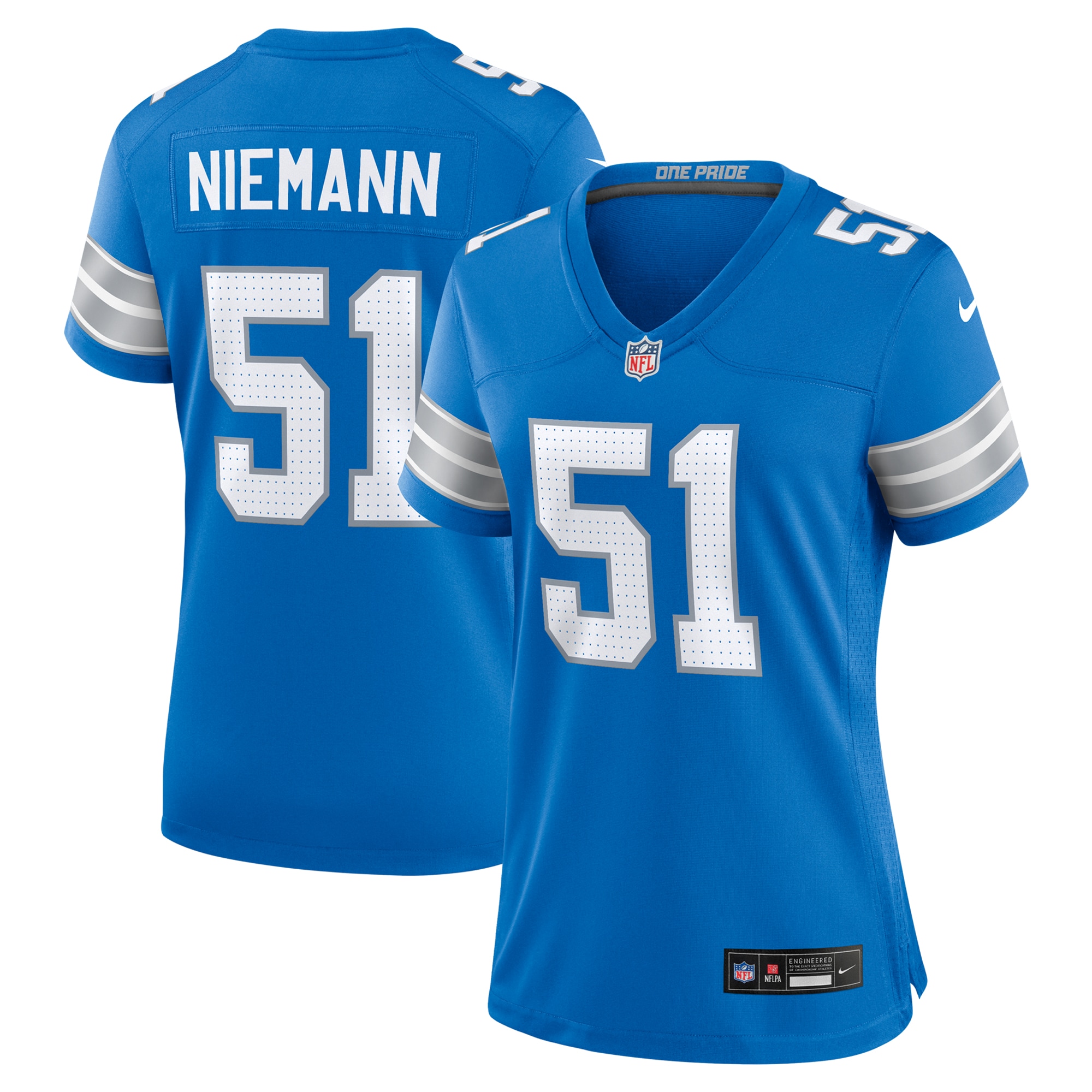 Women's Detroit Lions Ben Niemann Blue Team Game Jersey JS7166 Saliibo