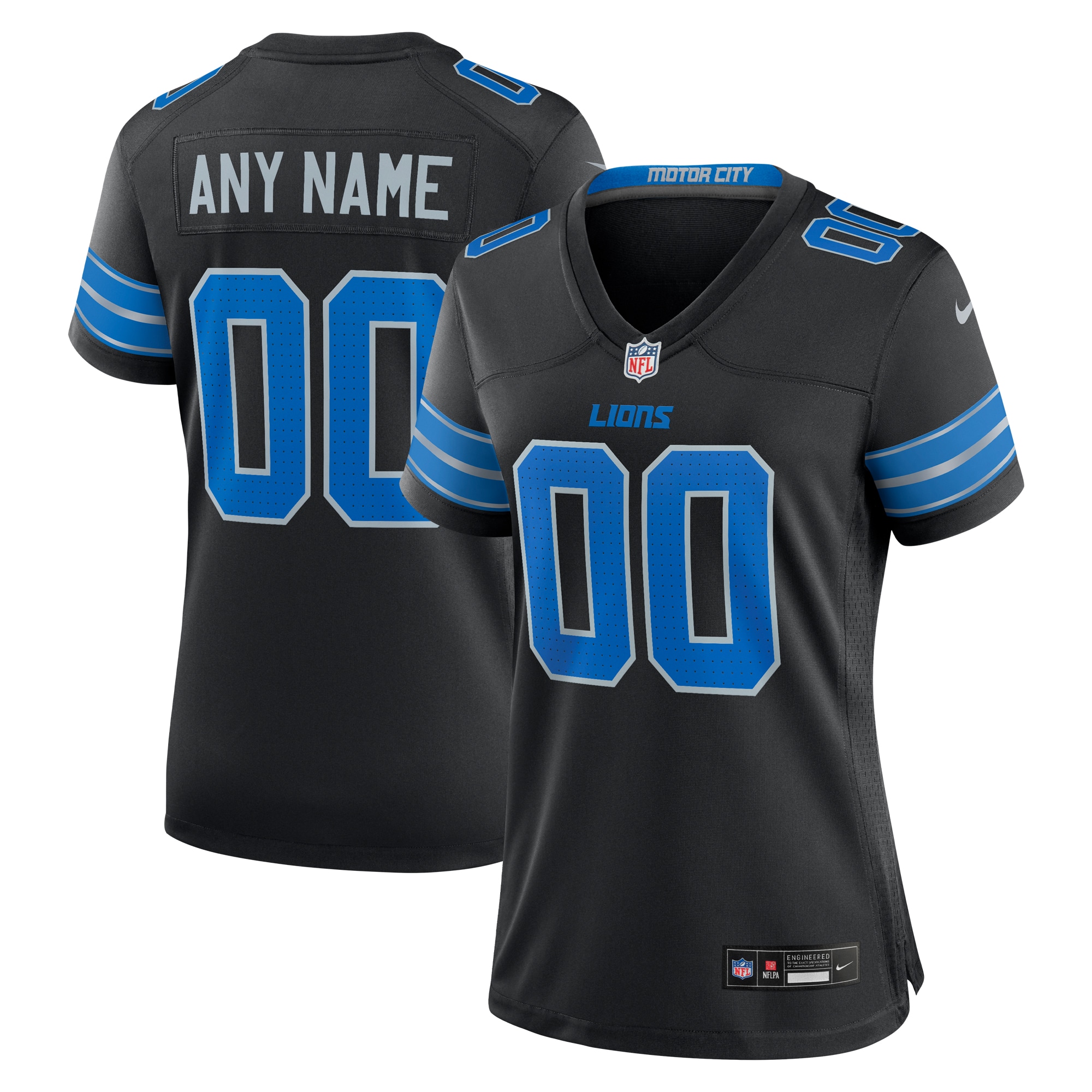 Women's Detroit Lions Black Alternate Custom Game Jersey JS6492 Saliibo