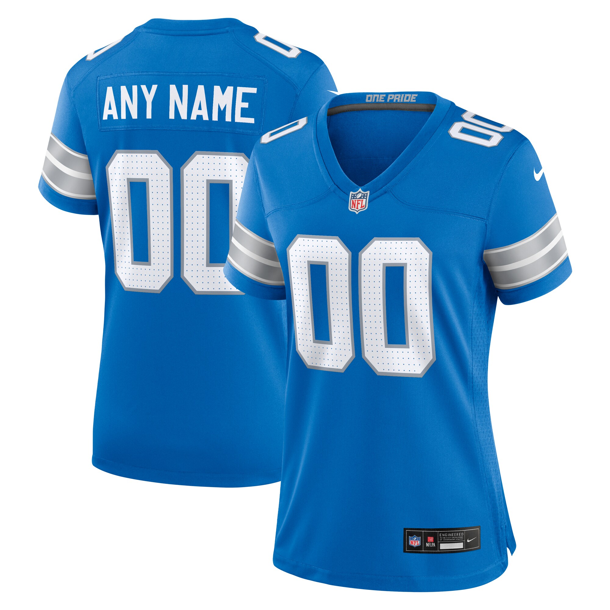 Women's Detroit Lions Blue Custom Game Jersey JS9376 Saliibo