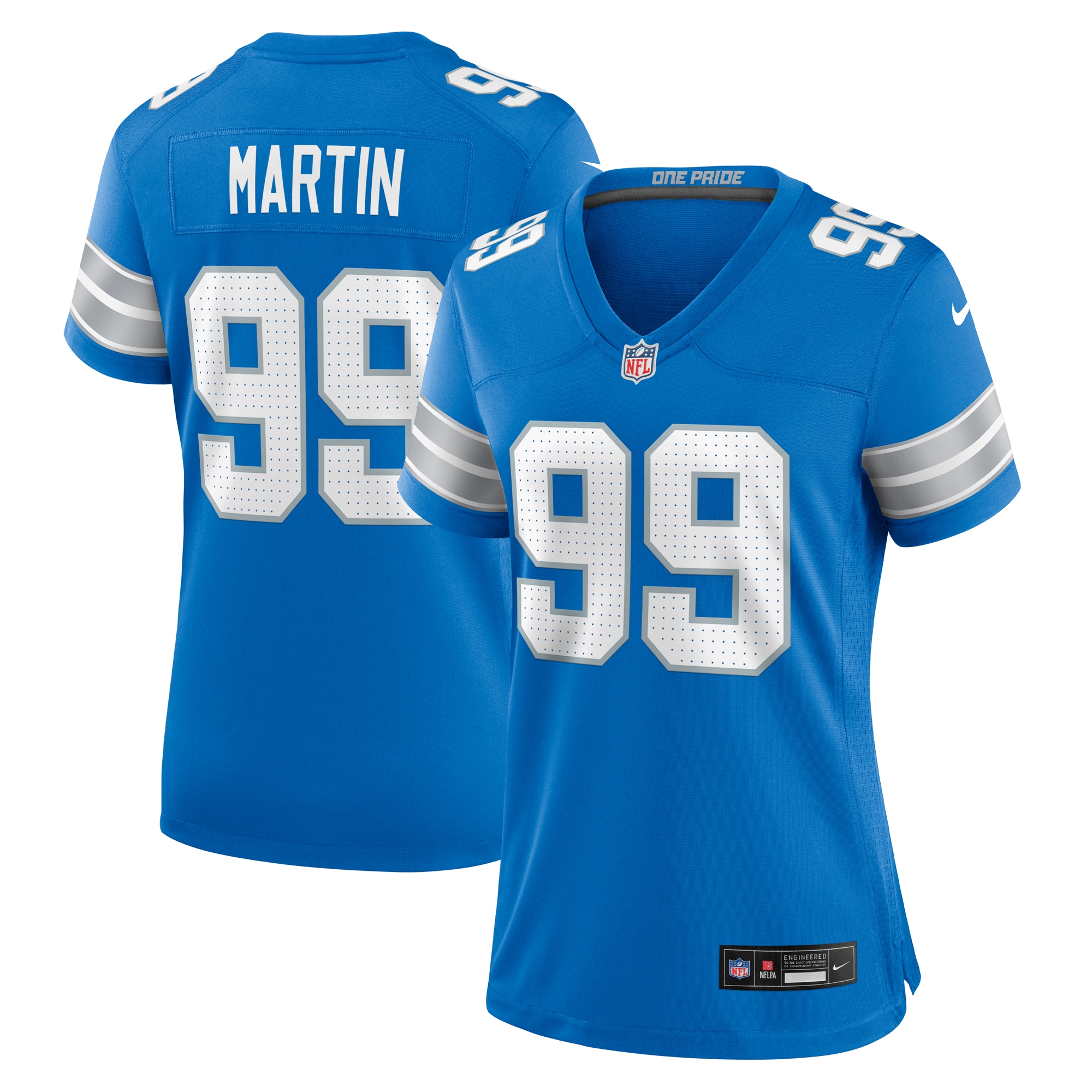 Women's Detroit Lions Brodric Martin Blue Team Game Jersey JS2334 Saliibo