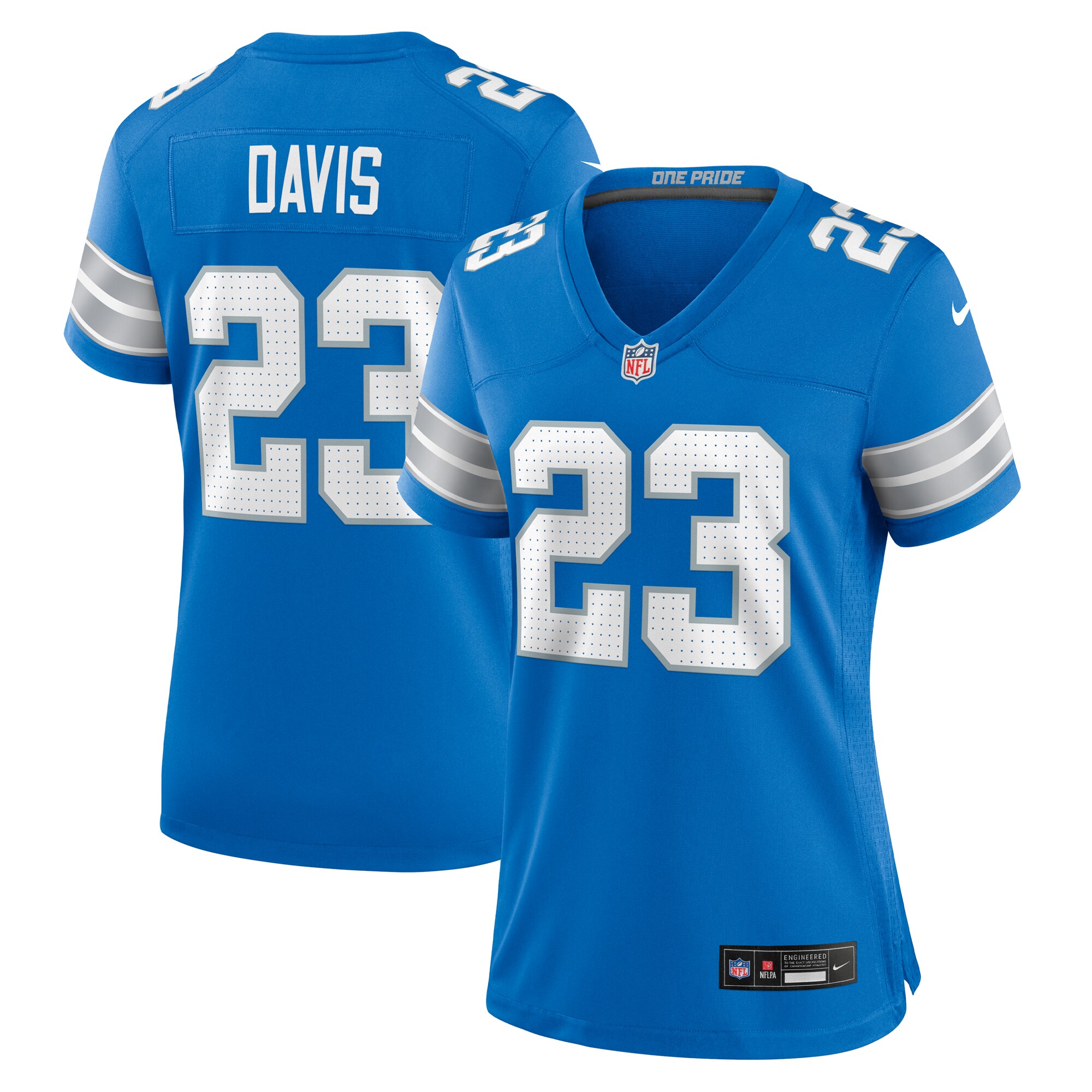 Women's Detroit Lions Carlton Davis Blue Team Game Jersey JS4637 Saliibo