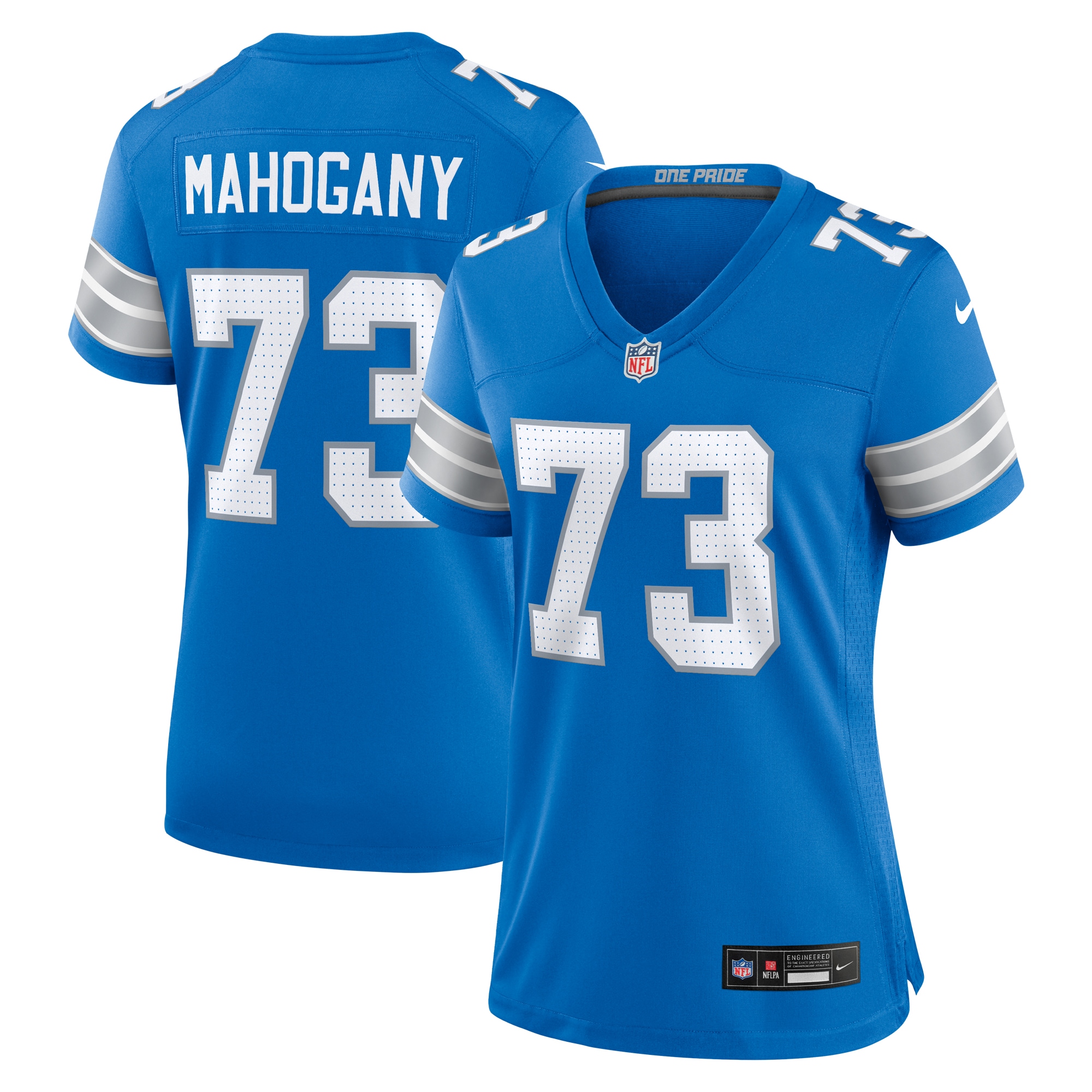 Women's Detroit Lions Christian Mahogany Blue Team Game Jersey JS4787 Saliibo