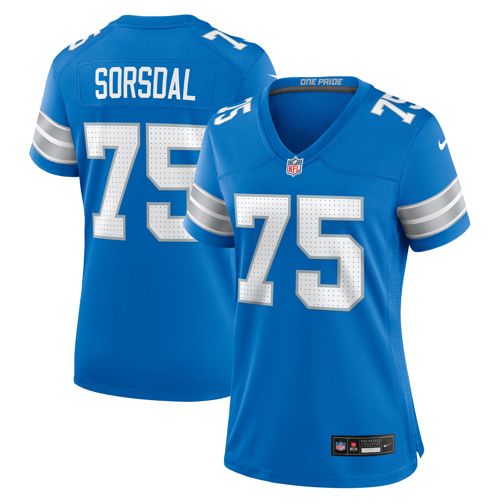 Women's Detroit Lions Colby Sorsdal Blue Team Game Jersey JS7045 Saliibo