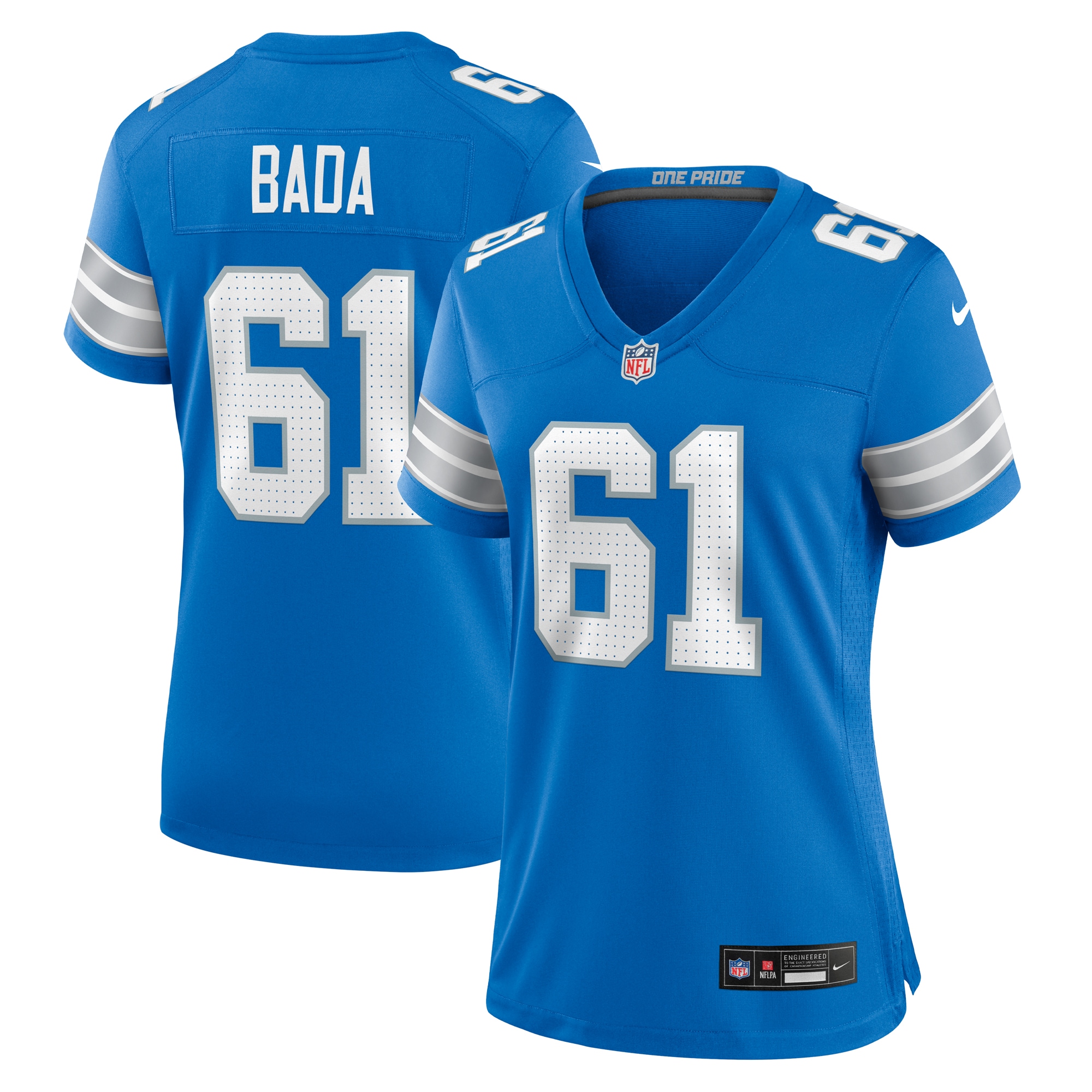 Women's Detroit Lions David Bada Blue Team Game Jersey JS8552 Saliibo