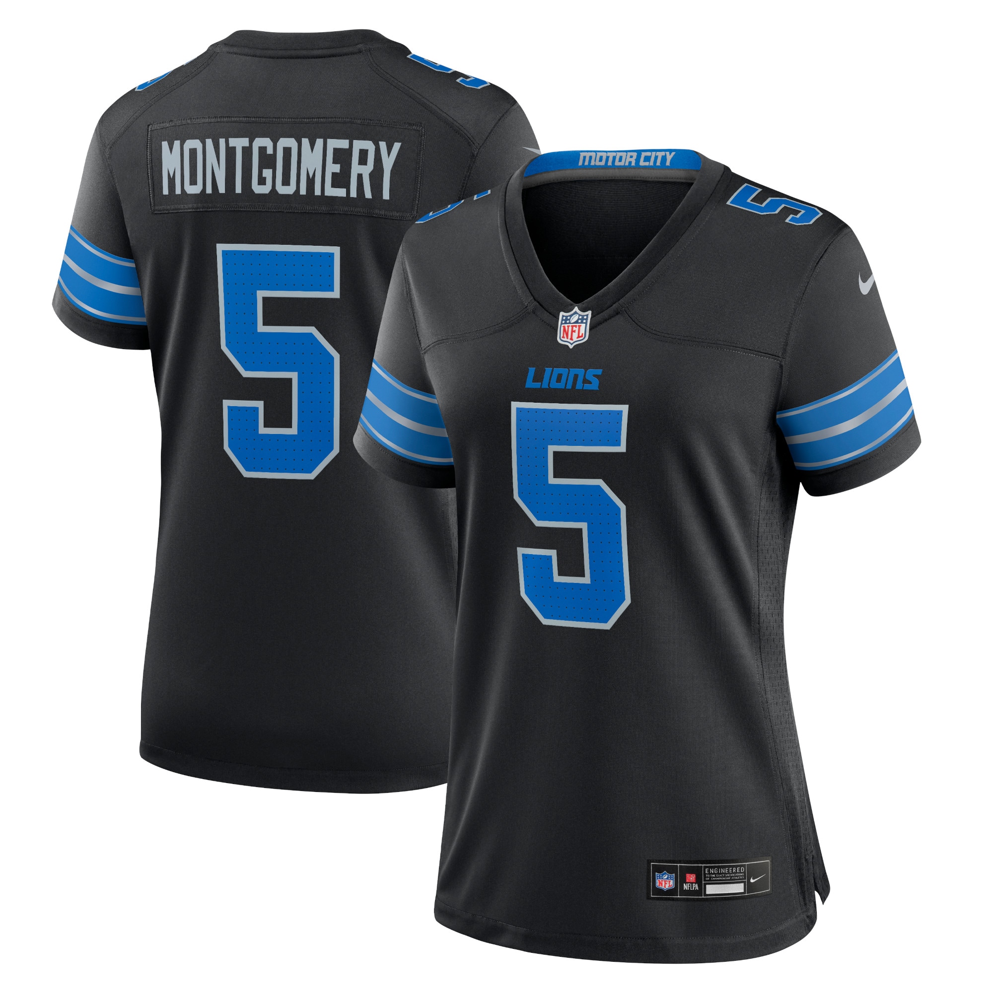 Women's Detroit Lions David Montgomery Black 2nd Alternate Game Jersey JS8579 Saliibo