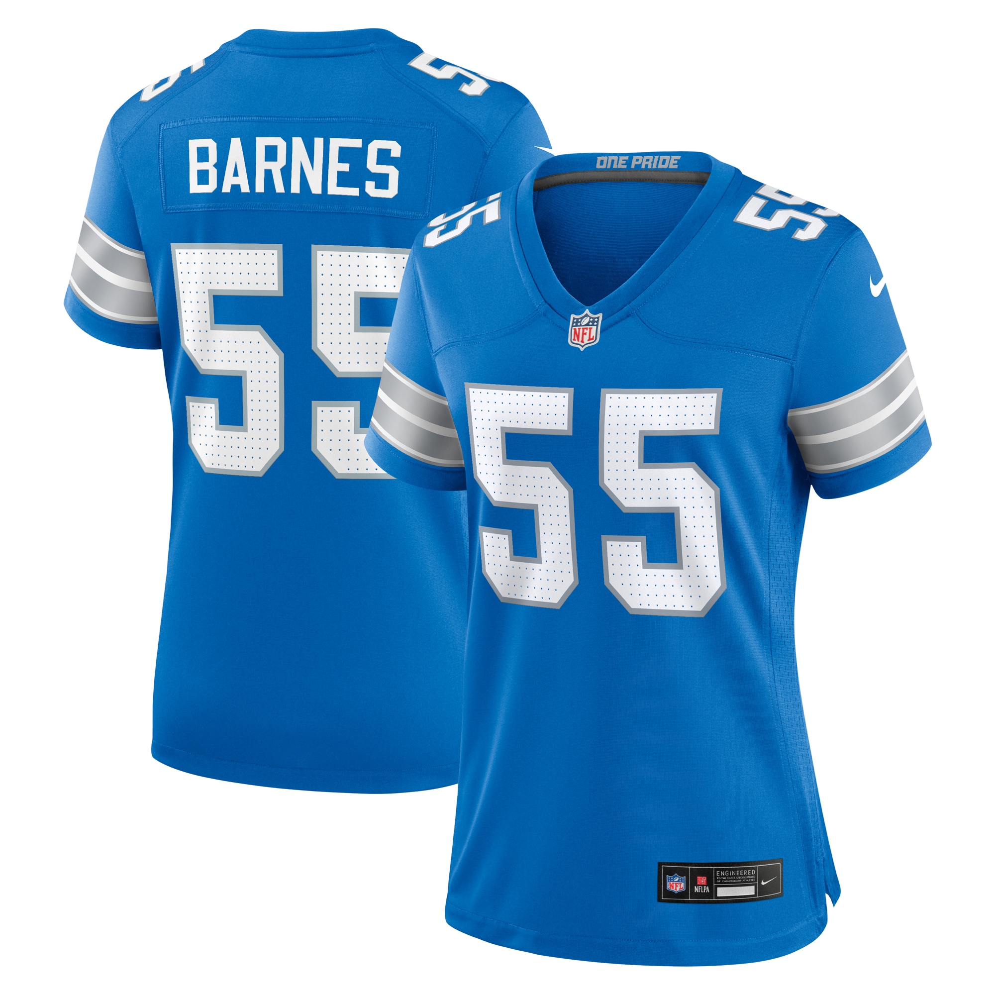Women's Detroit Lions Derrick Barnes Blue Team Game Jersey JS6426 Saliibo