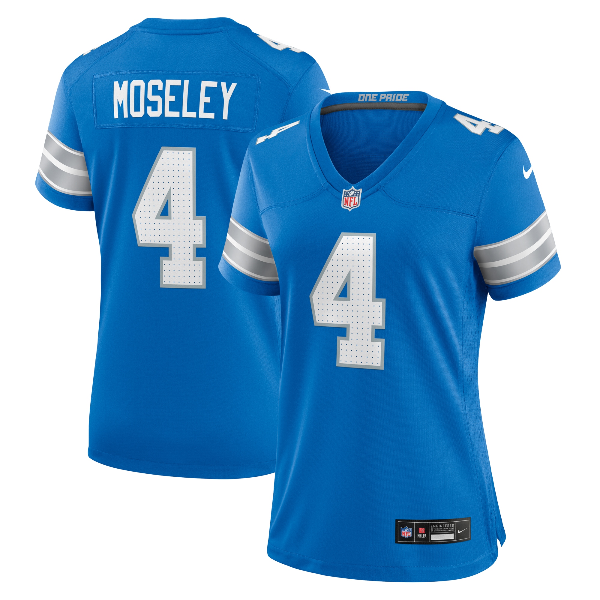 Women's Detroit Lions Emmanuel Moseley Blue Team Game Jersey JS4834 Saliibo