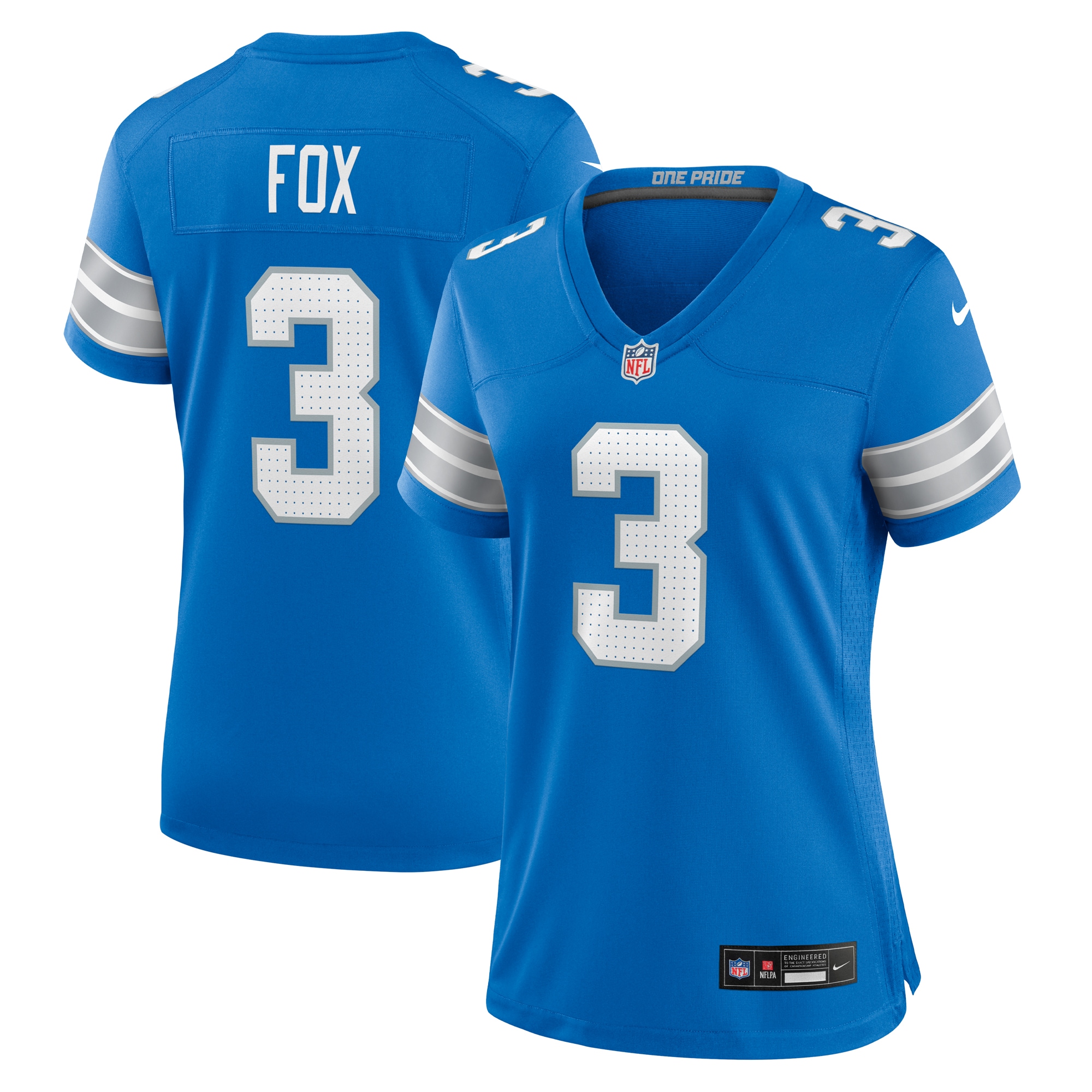 Women's Detroit Lions Jack Fox Blue Team Game Jersey JS3137 Saliibo