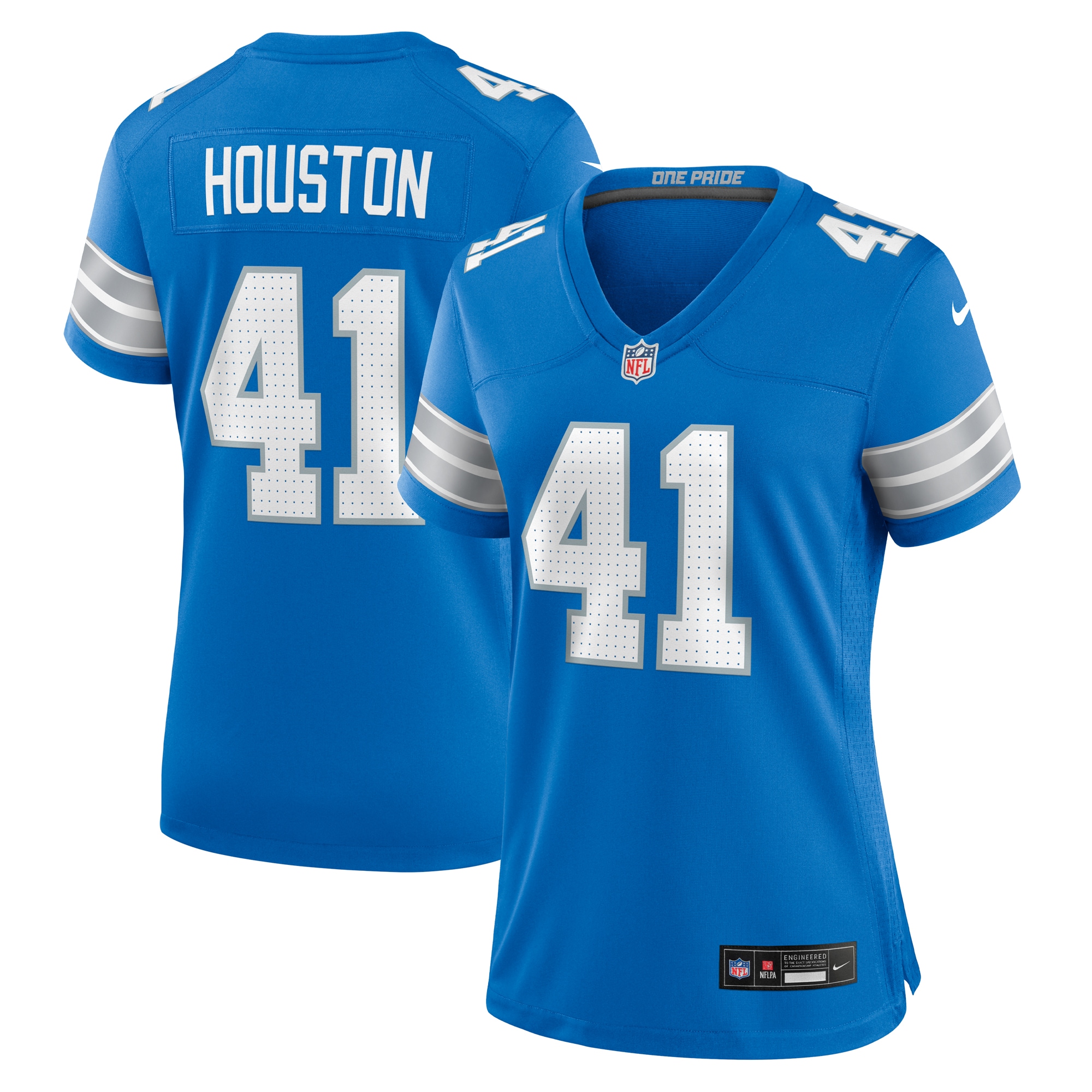 Women's Detroit Lions James Houston Blue Team Game Jersey JS5163 Saliibo