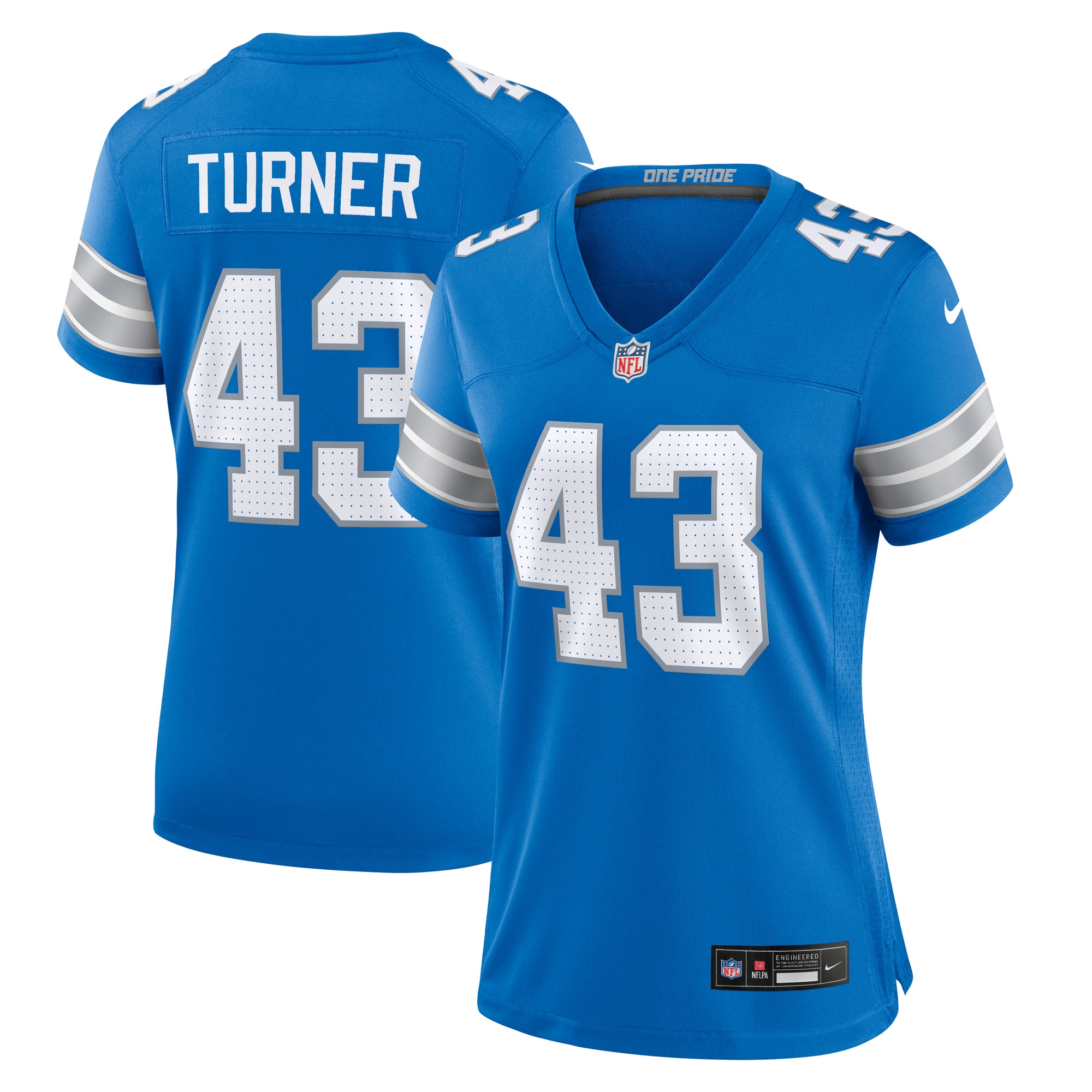 Women's Detroit Lions James Turner Blue Game Jersey JS8936 Saliibo