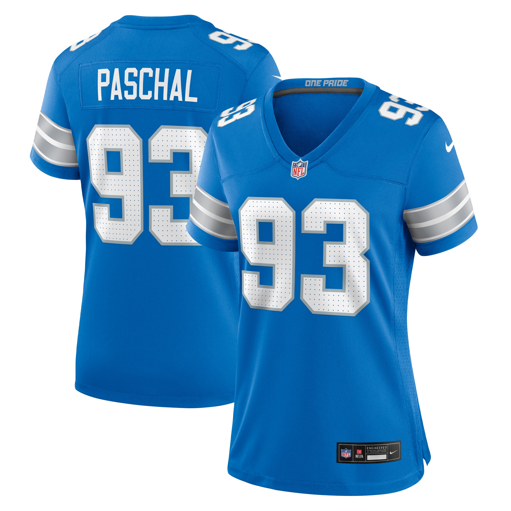 Women's Detroit Lions Josh Paschal Blue Team Game Jersey JS6578 Saliibo
