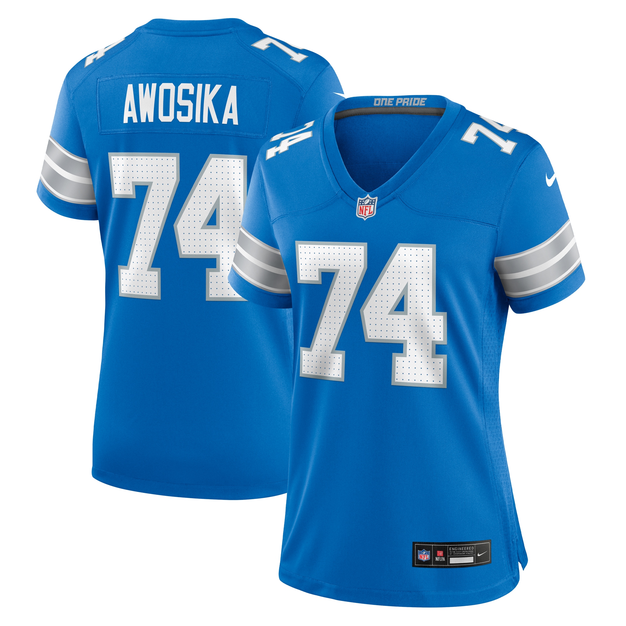 Women's Detroit Lions Kayode Awosika Blue Team Game Jersey JS9228 Saliibo
