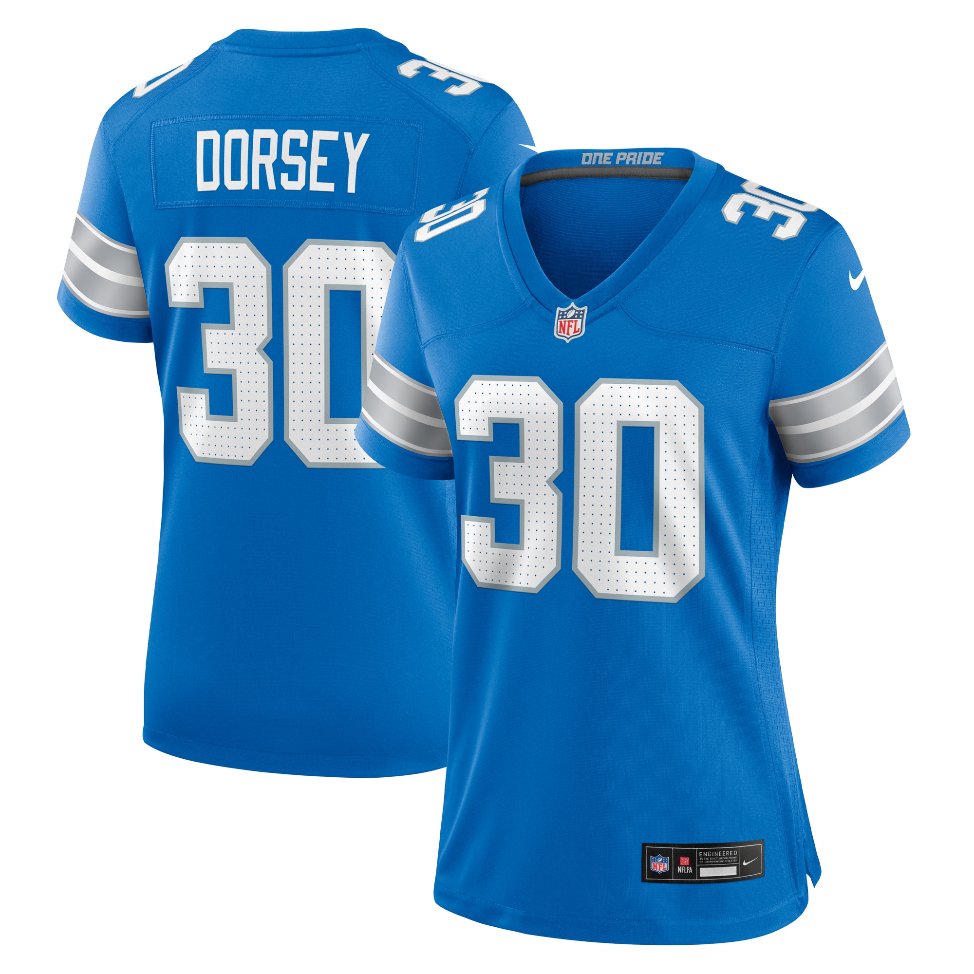 Women's Detroit Lions Khalil Dorsey Blue Team Game Jersey JS4403 Saliibo