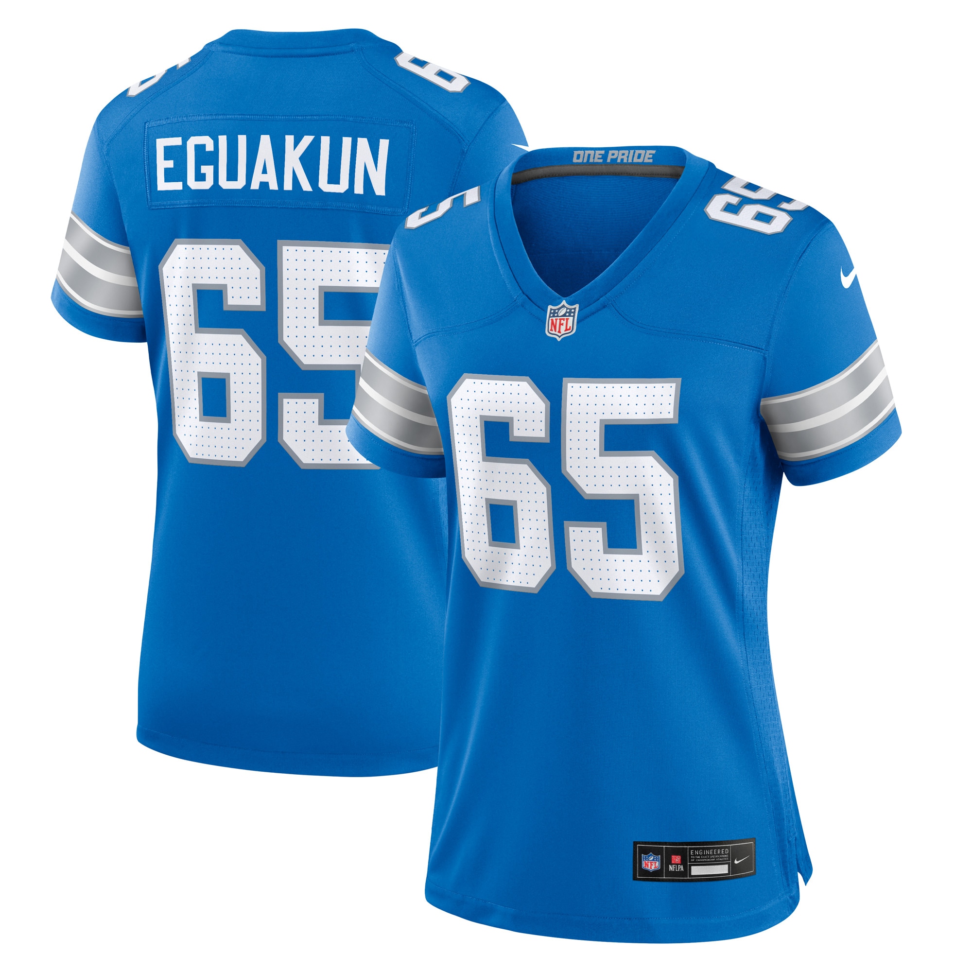 Women's Detroit Lions Kingsley Eguakun Blue Game Jersey JS2788 Saliibo