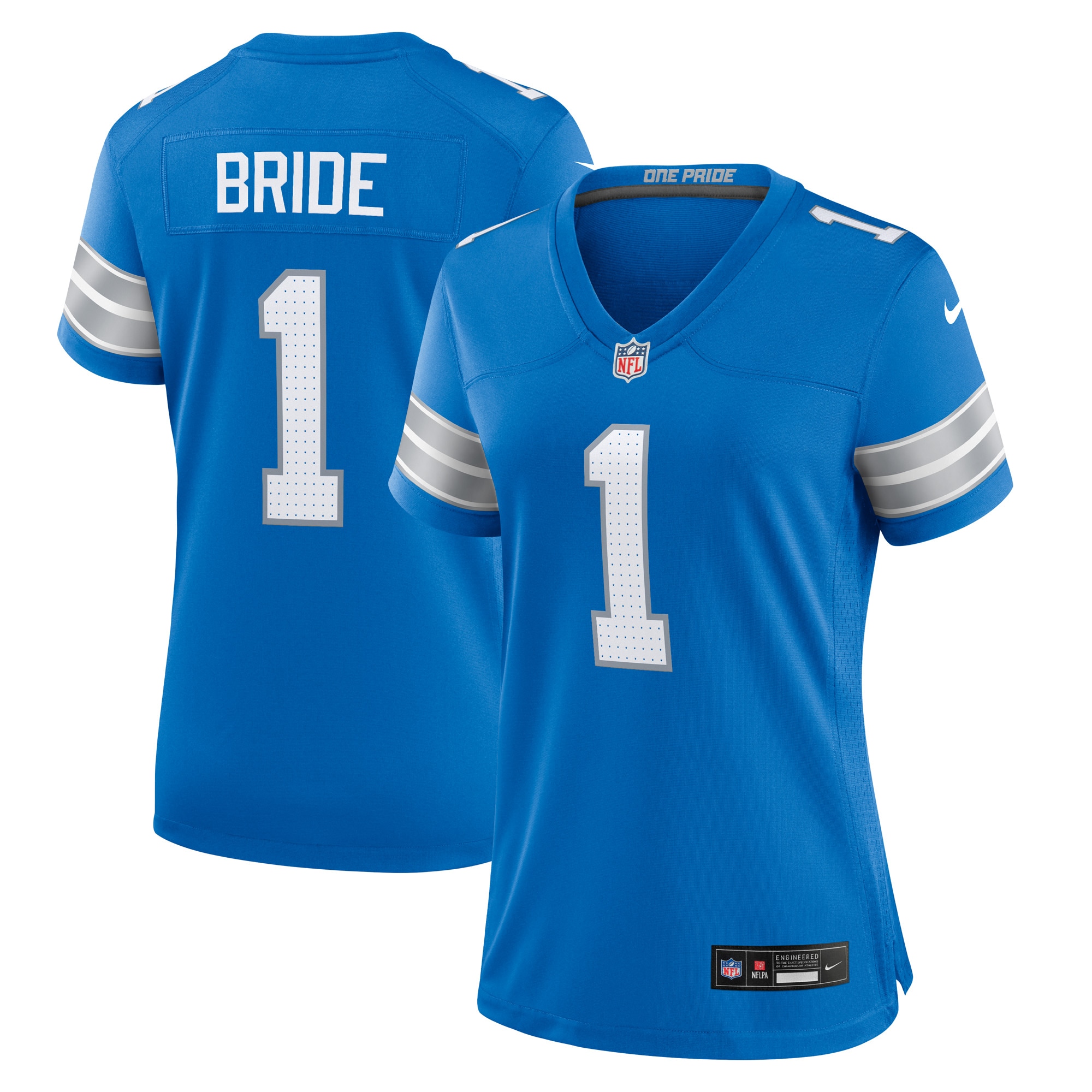 Women's Detroit Lions Number 1 Bride Blue Game Jersey JS1835 Saliibo
