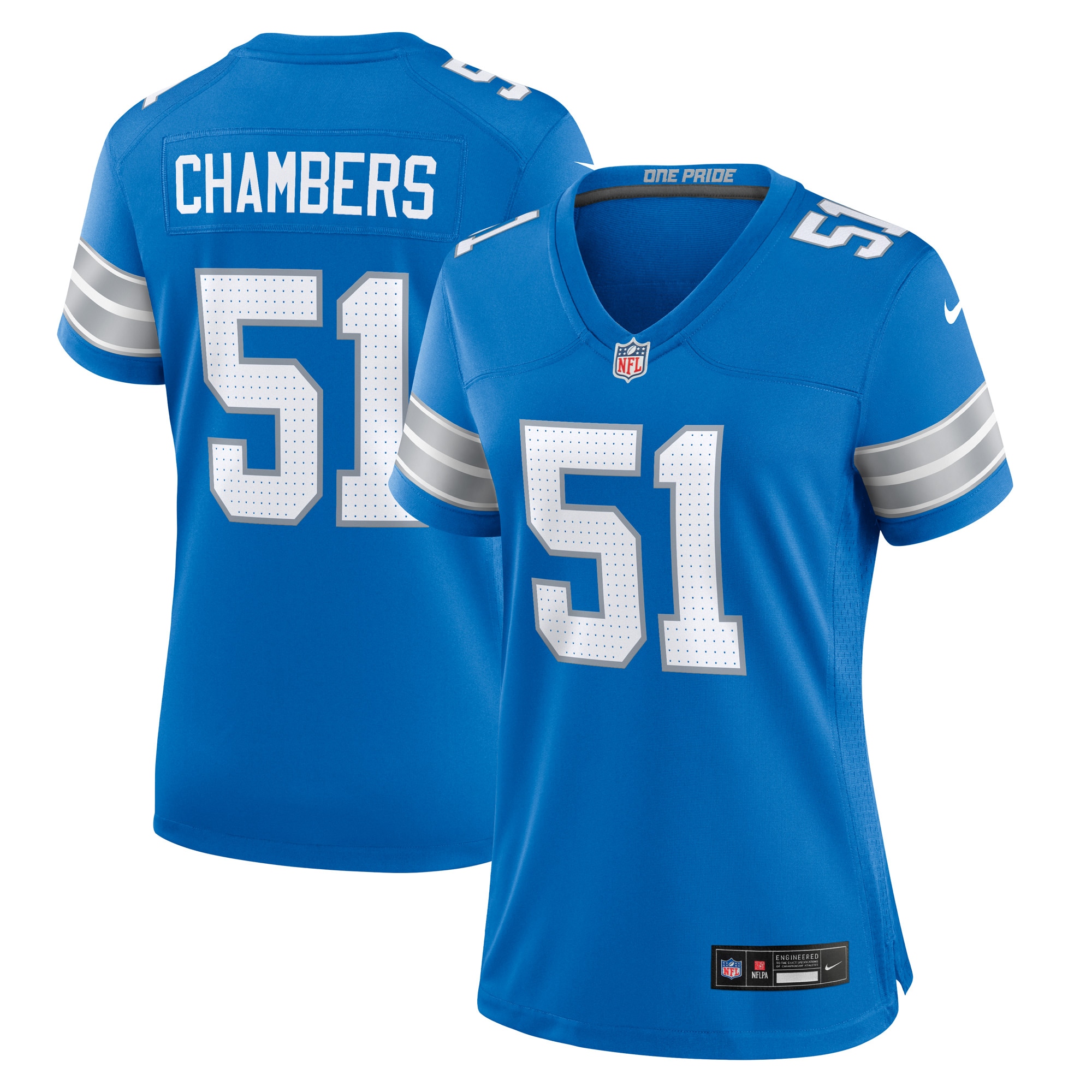 Women's Detroit Lions Steele Chambers Blue Game Jersey JS5887 Saliibo
