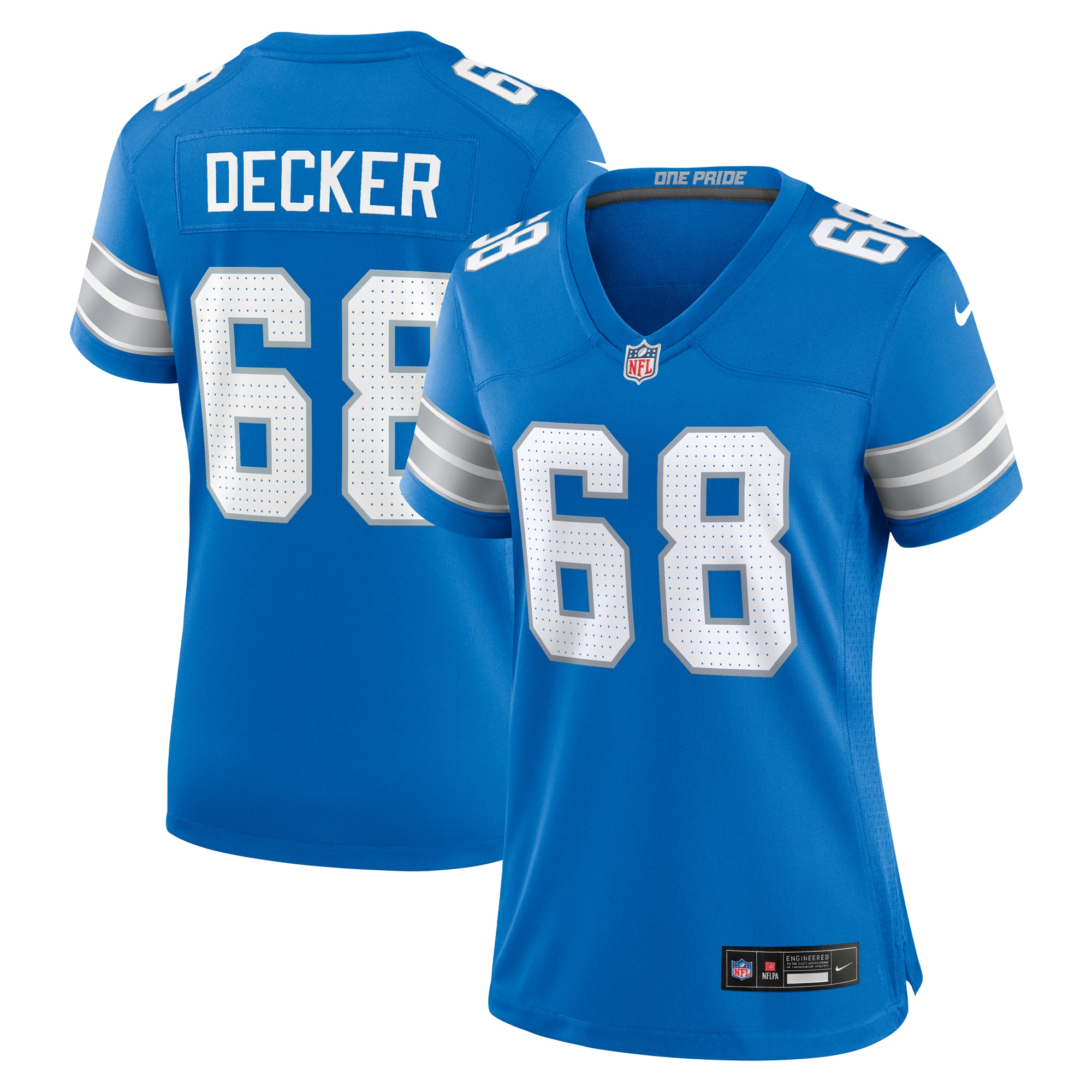 Women's Detroit Lions Taylor Decker Blue Team Game Jersey JS5355 Saliibo