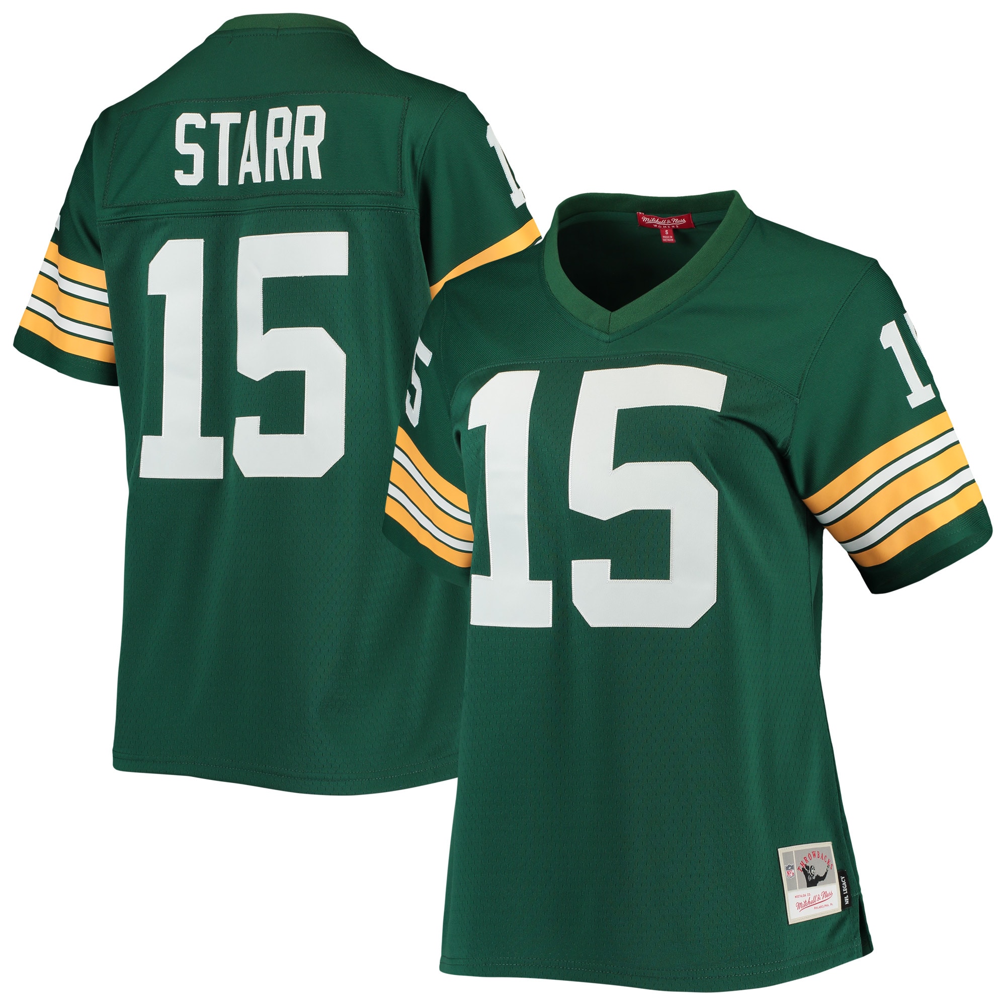 Women's Green Bay Packers Bart Starr Mitchell & Ness Green 1967 Legacy Player Jersey JS4927 Saliibo