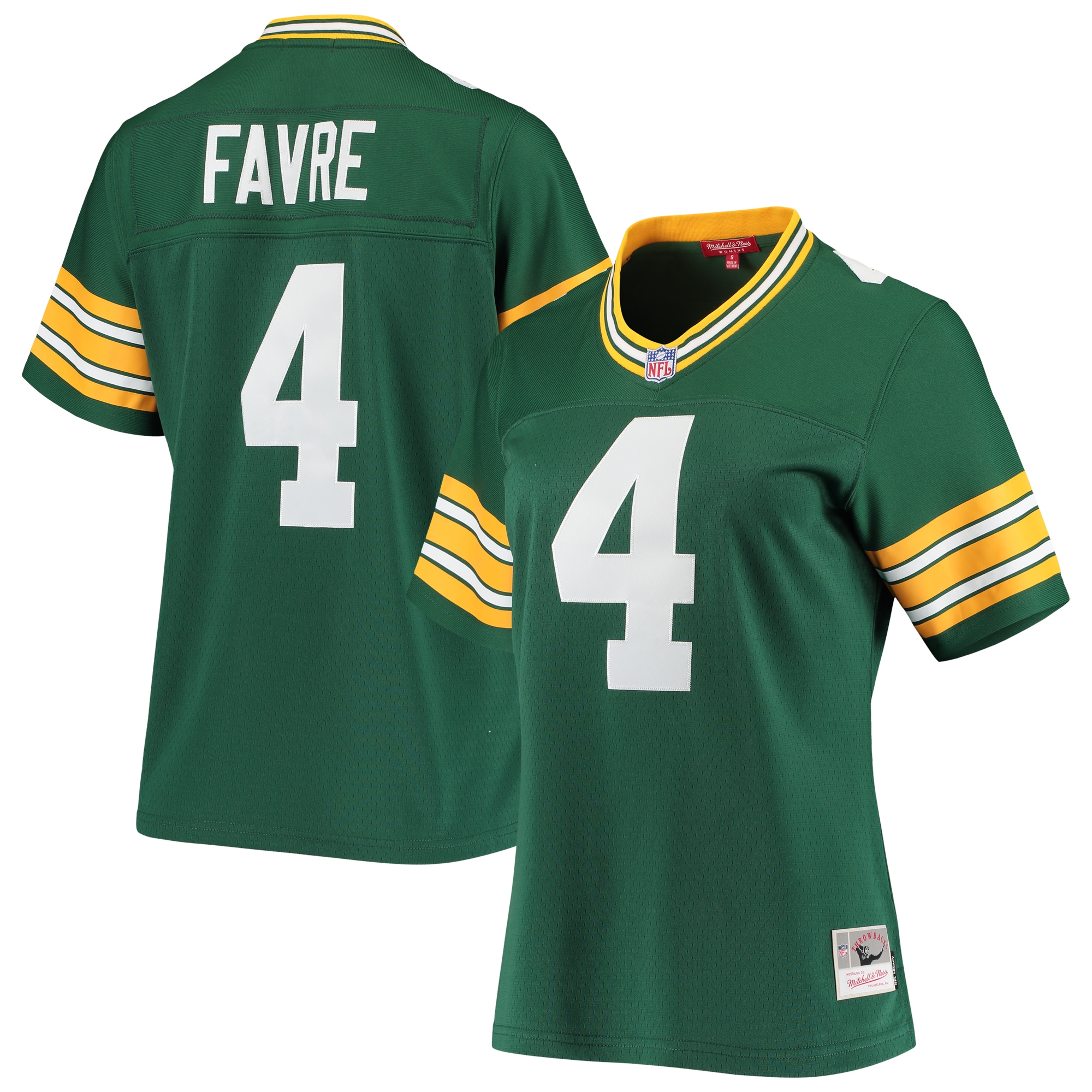 Women's Green Bay Packers Brett Favre Mitchell & Ness Green 1996 Legacy Player Jersey JS4657 Saliibo