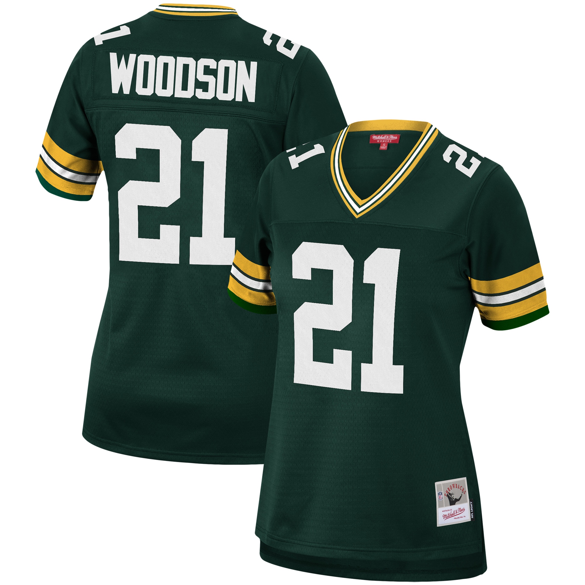 Women's Green Bay Packers Charles Woodson Mitchell & Ness Green 2010 Legacy Player Jersey JS7683 Saliibo