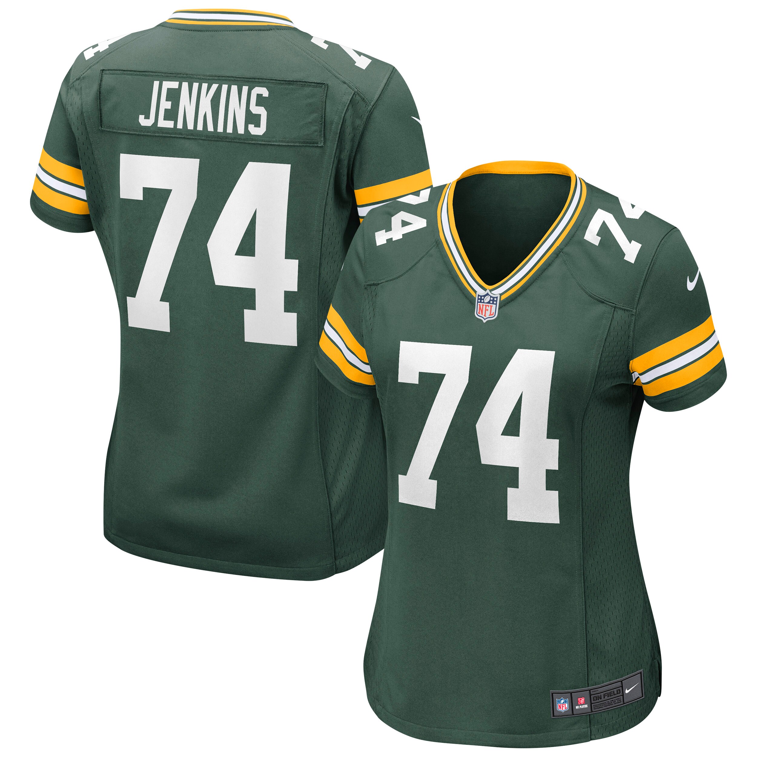Women's Green Bay Packers Elgton Jenkins Green Game Jersey JS1151 Saliibo