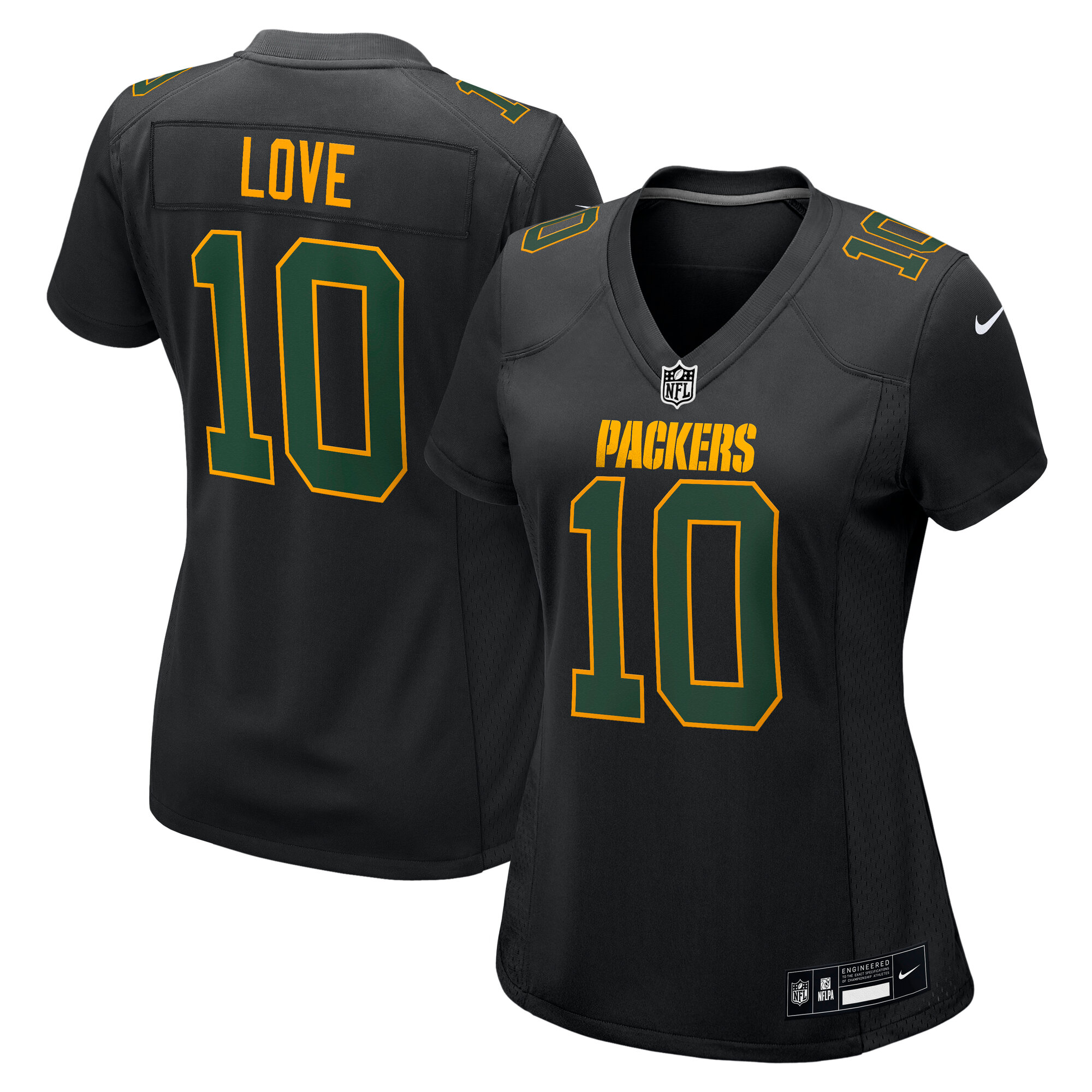 Women's Green Bay Packers Jordan Love Black Fashion Game Jersey JS8284 Saliibo