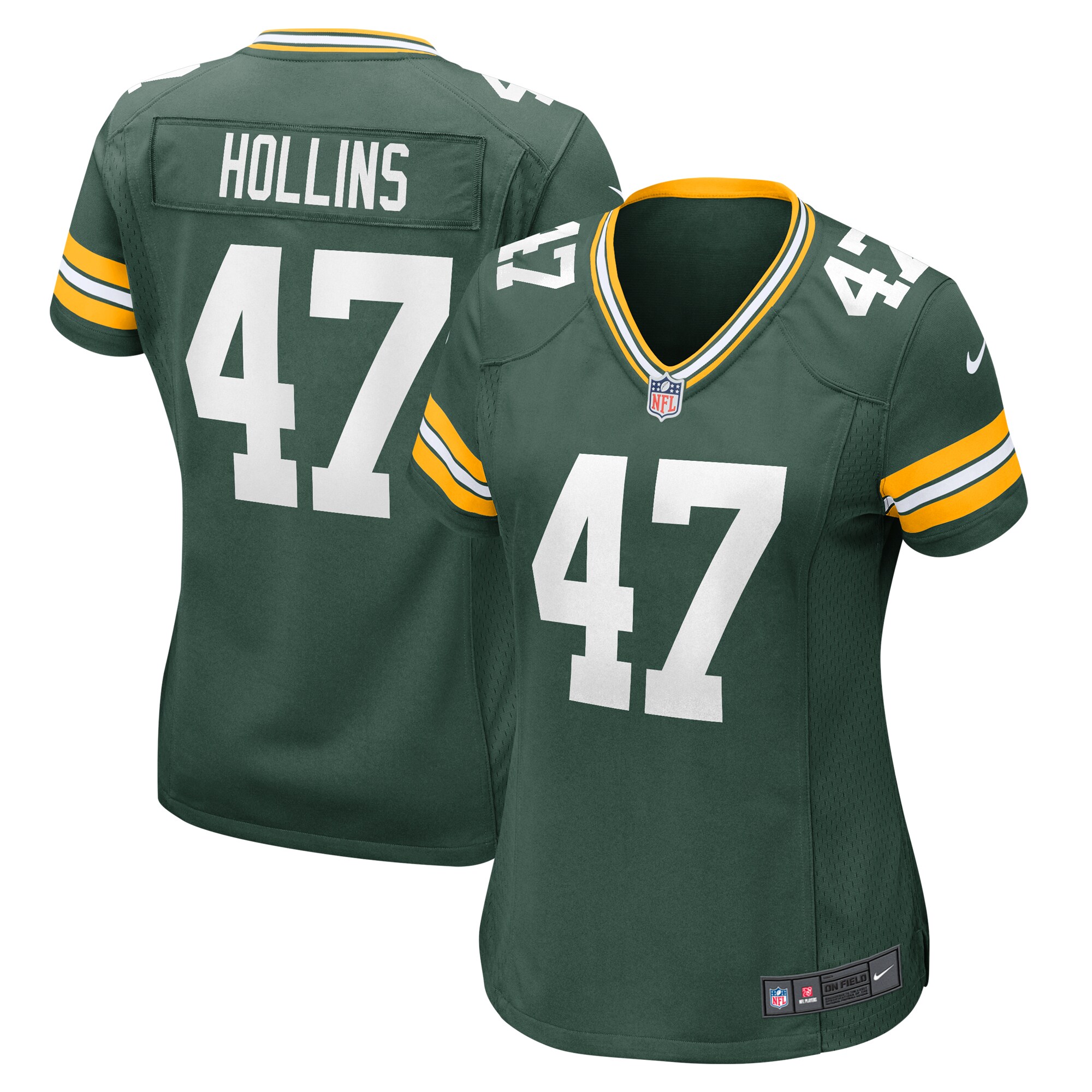 Women's Green Bay Packers Justin Hollins Green Home Game Player Jersey JS9546 Saliibo