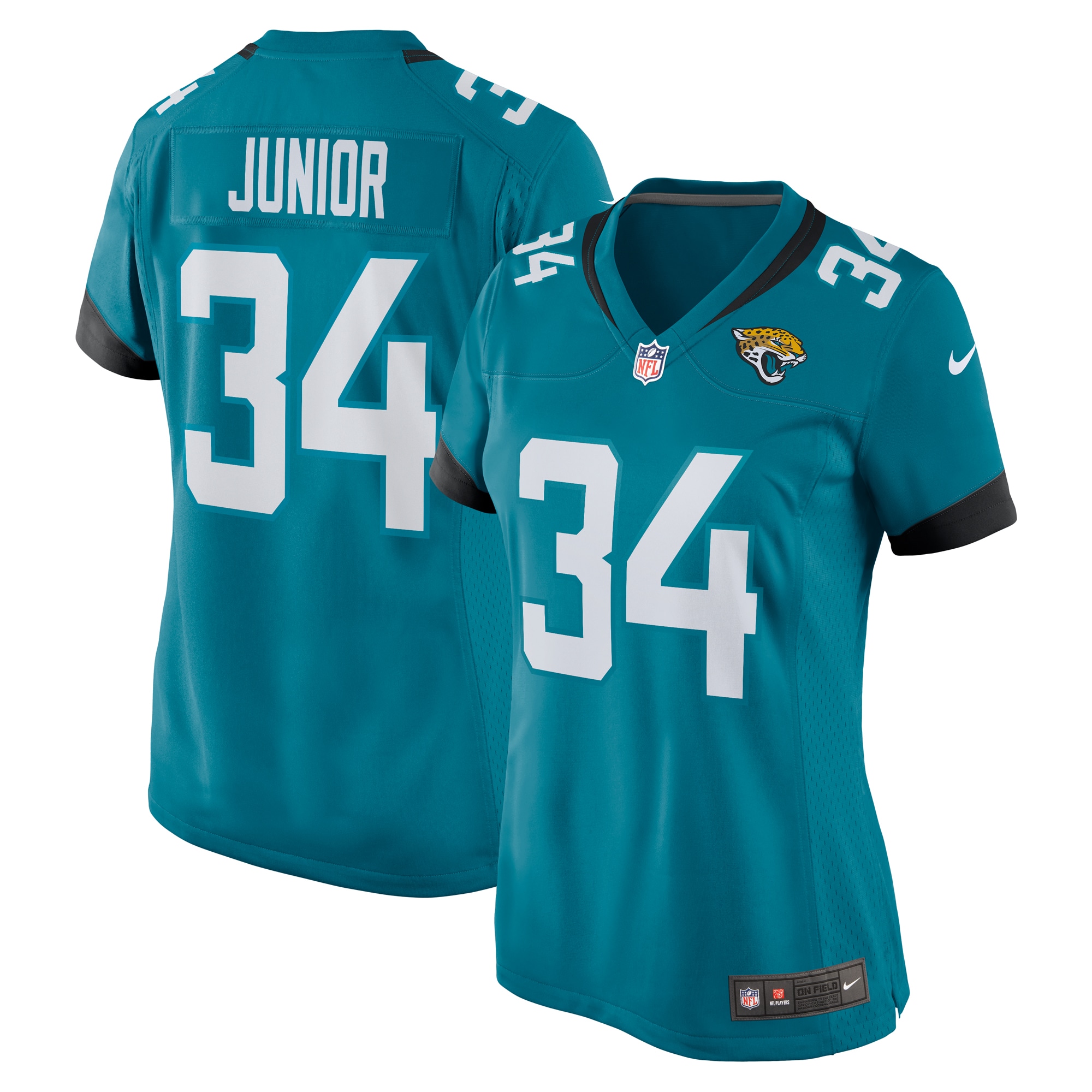 Women's Gregory Junior Jacksonville Jaguars Teal Game Player Jersey JS7873 Saliibo