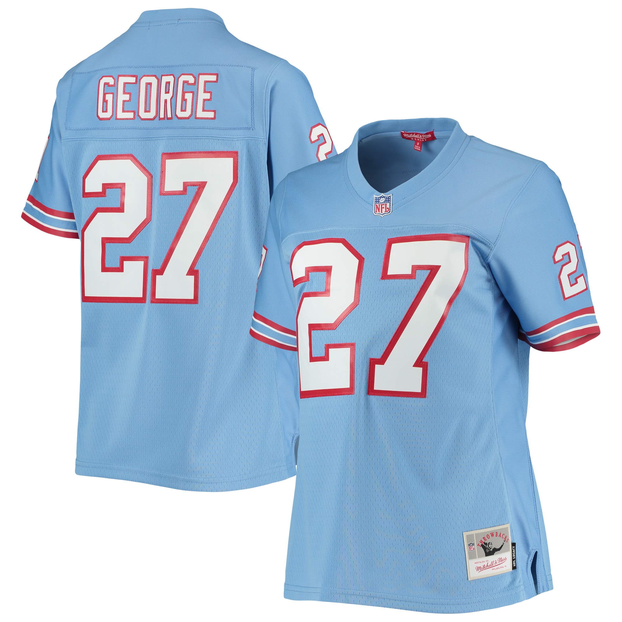 Women's Houston Oilers Eddie George Mitchell & Ness Light Blue Legacy Player Jersey JS4542 Saliibo