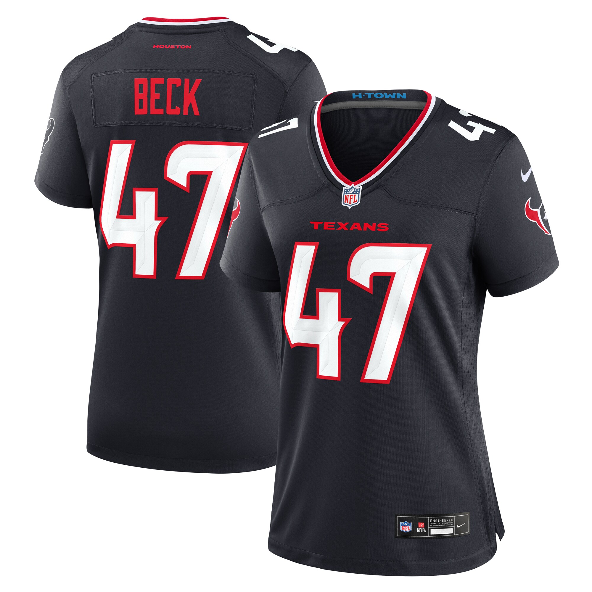 Women's Houston Texans Andrew Beck Navy Team Game Jersey JS2457 Saliibo