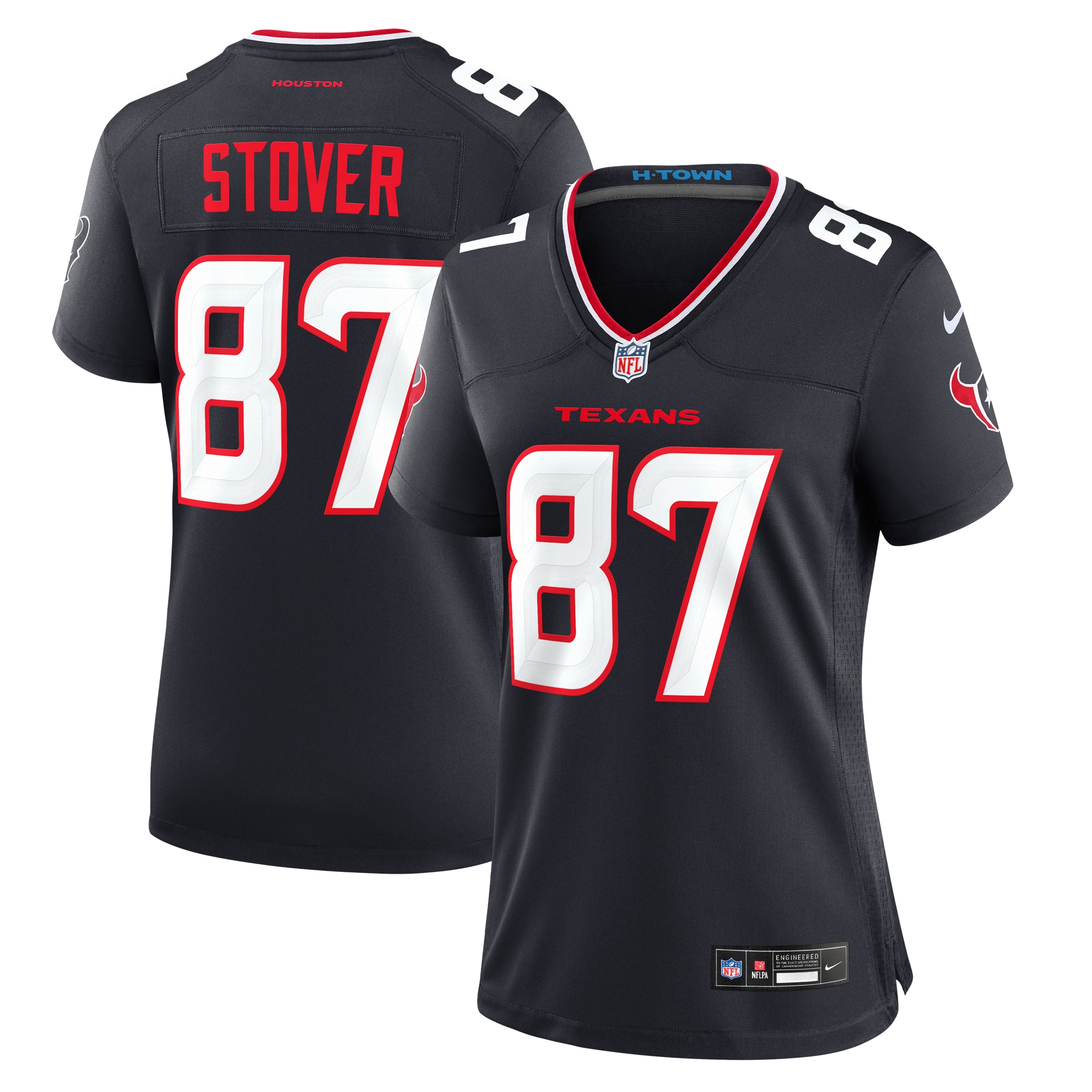 Women's Houston Texans Cade Stover Navy Game Jersey JS9446 Saliibo