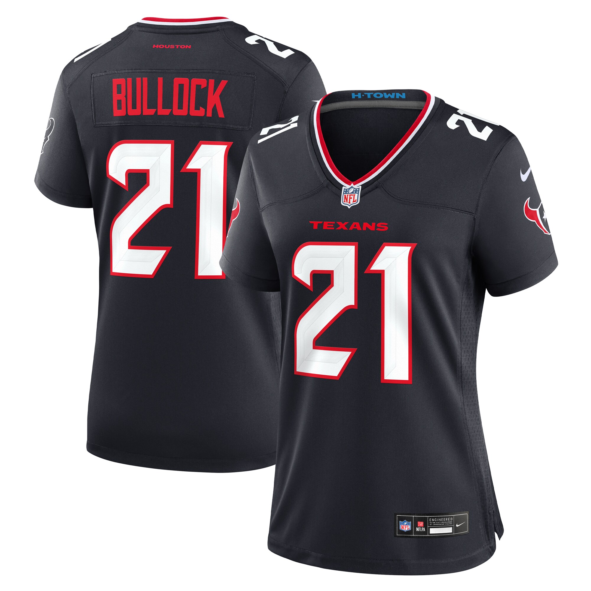Women's Houston Texans Calen Bullock Navy Team Game Jersey JS3878 Saliibo