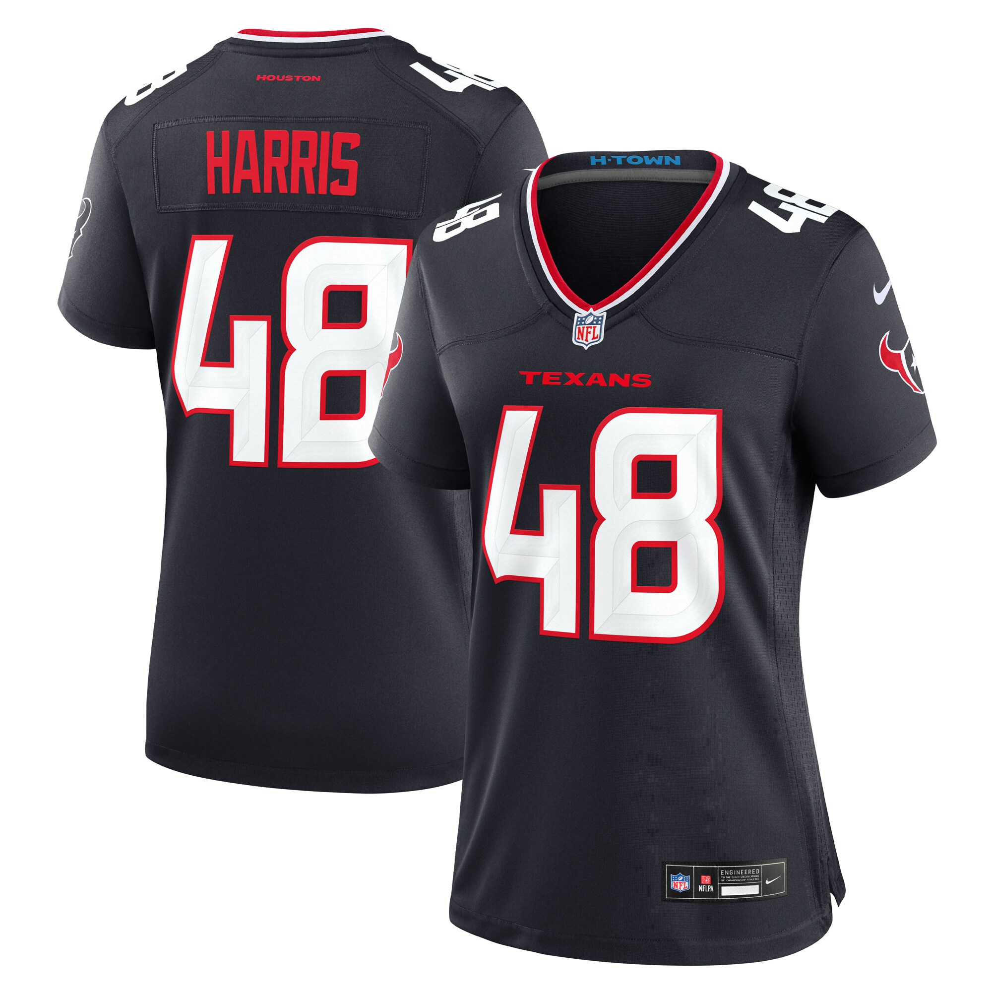 Women's Houston Texans Christian Harris Navy Team Game Jersey JS9951 Saliibo