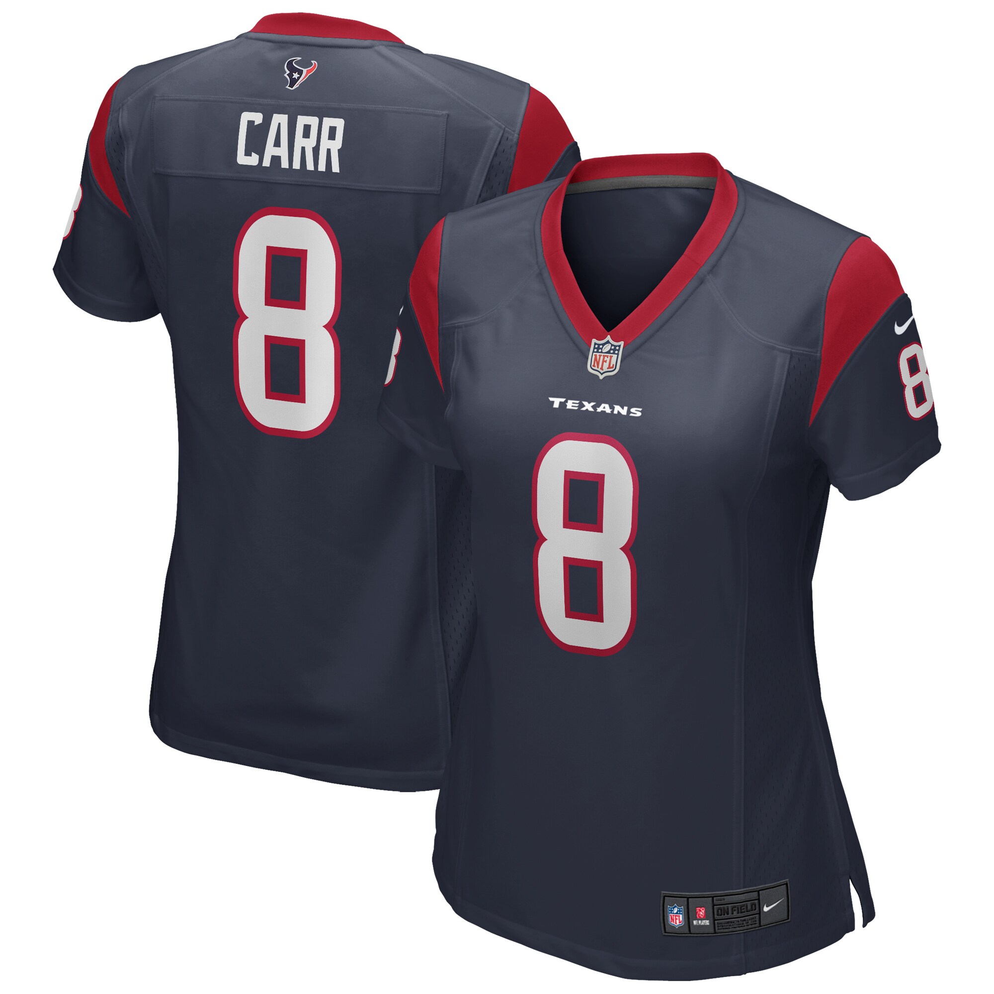 Women's Houston Texans David Carr Navy Game Retired Player Jersey JS8086 Saliibo