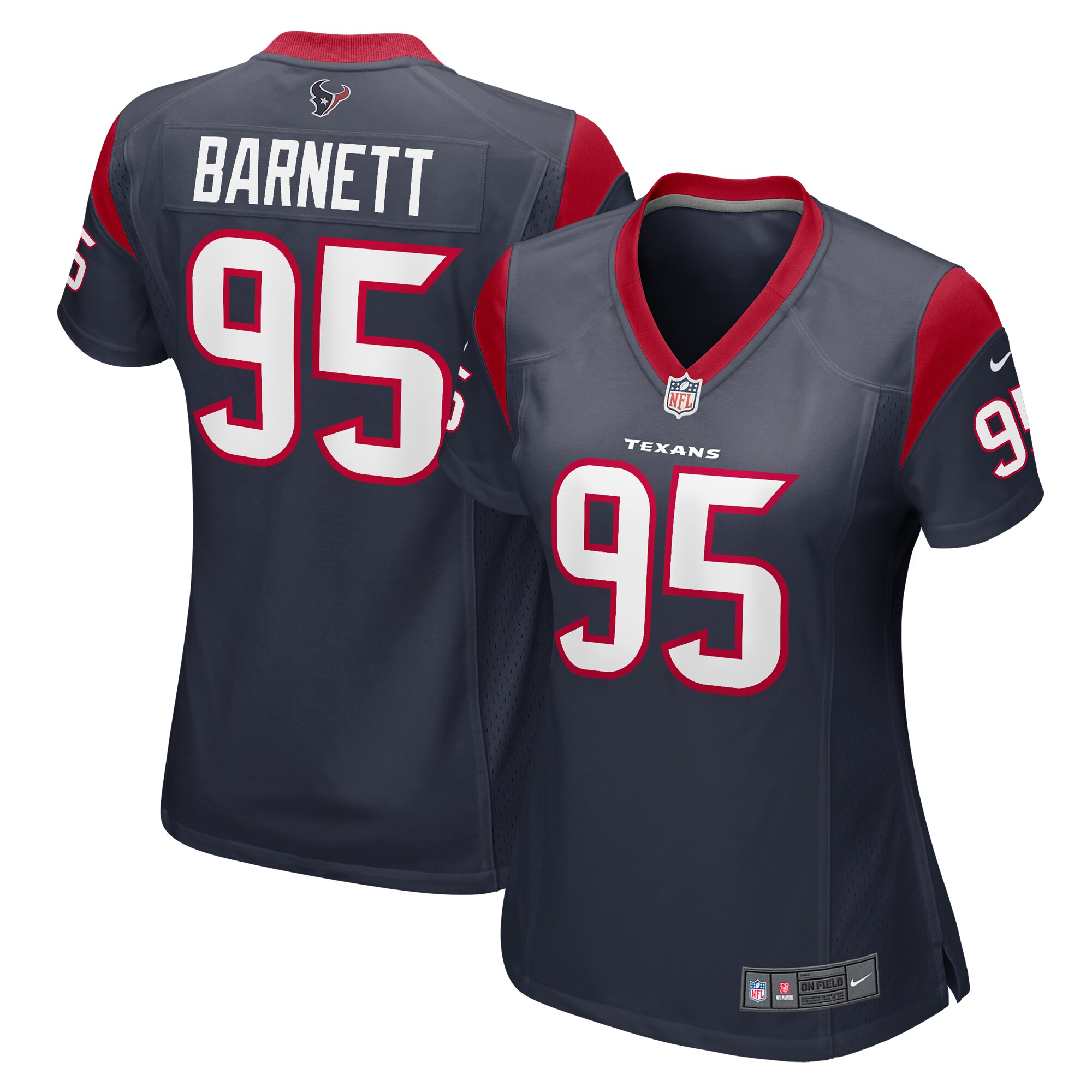 Women's Houston Texans Derek Barnett Navy Game Jersey JS9411 Saliibo