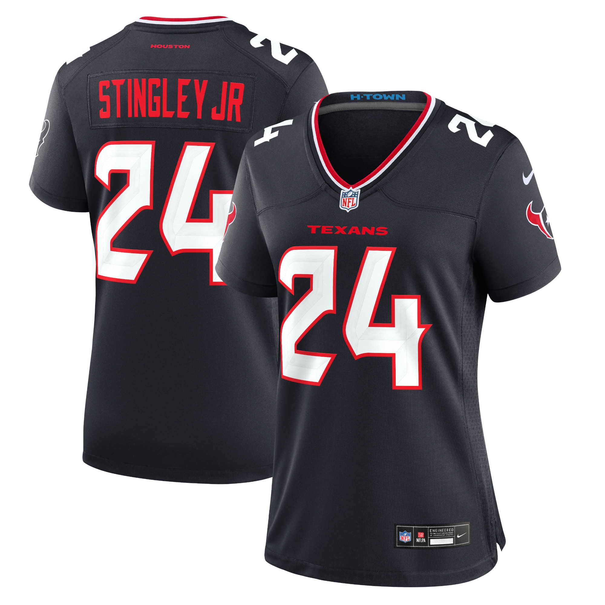 Women's Houston Texans Derek Stingley Jr. Navy Game Jersey JS4988 Saliibo