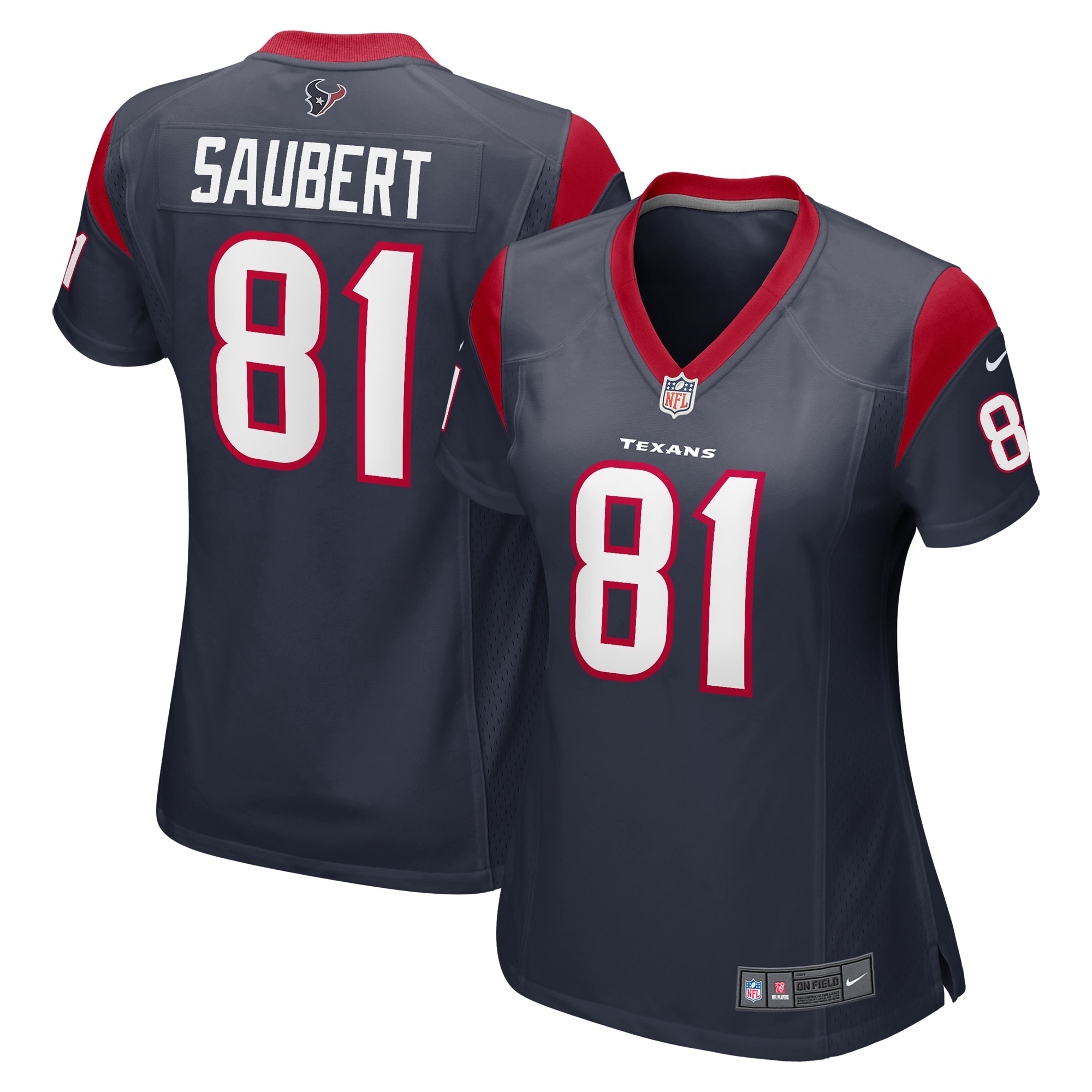 Women's Houston Texans Eric Saubert Navy Game Jersey JS8742 Saliibo