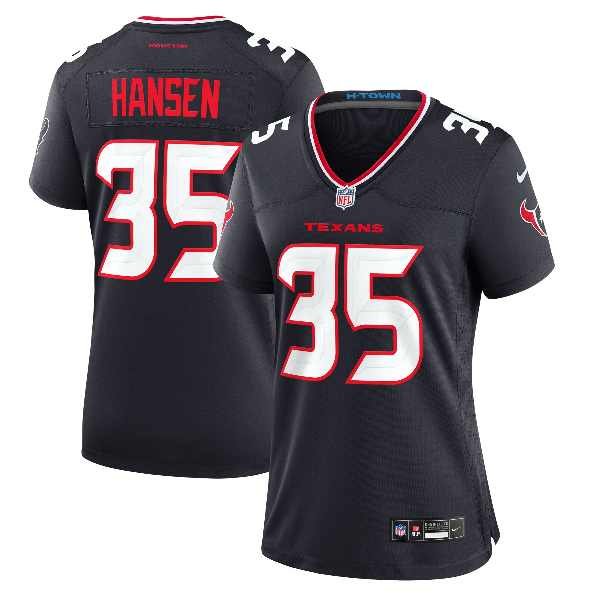 Women's Houston Texans Jake Hansen Navy Team Game Jersey JS5293 Saliibo
