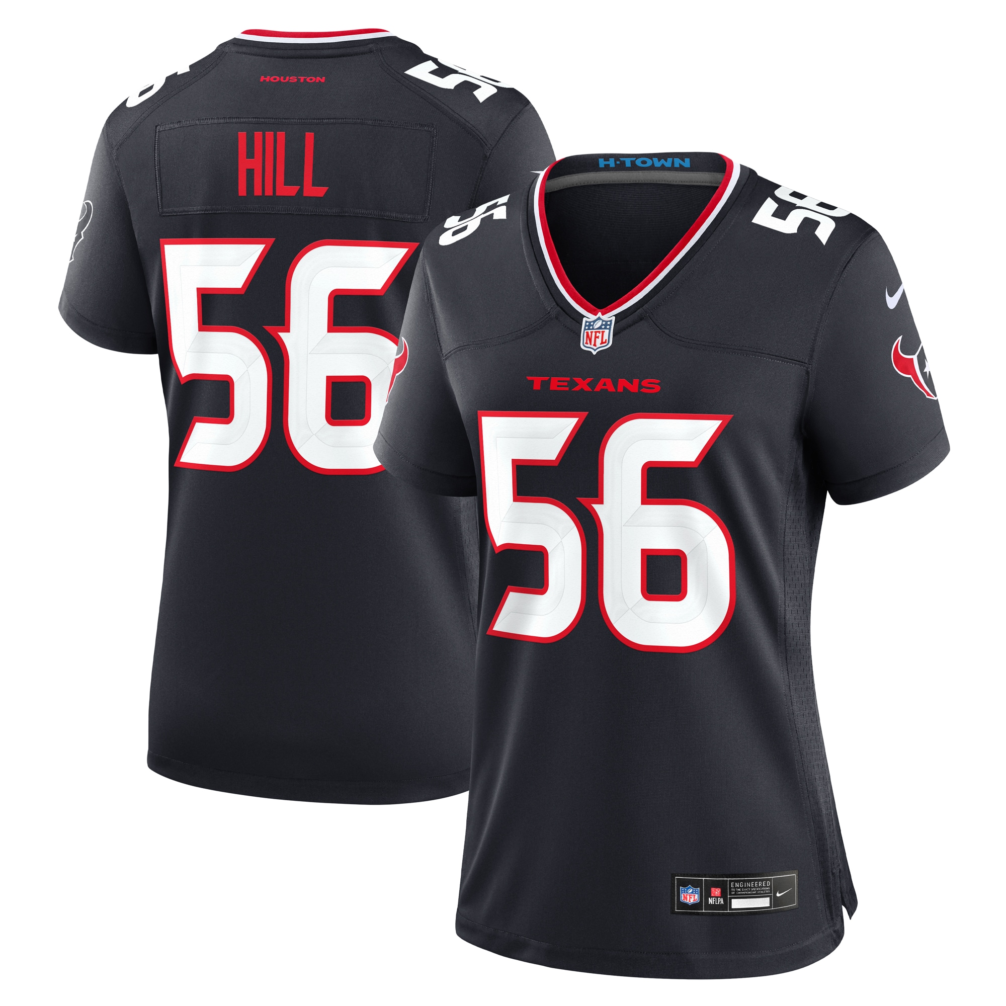 Women's Houston Texans Jamal Hill Navy Team Game Jersey JS3496 Saliibo