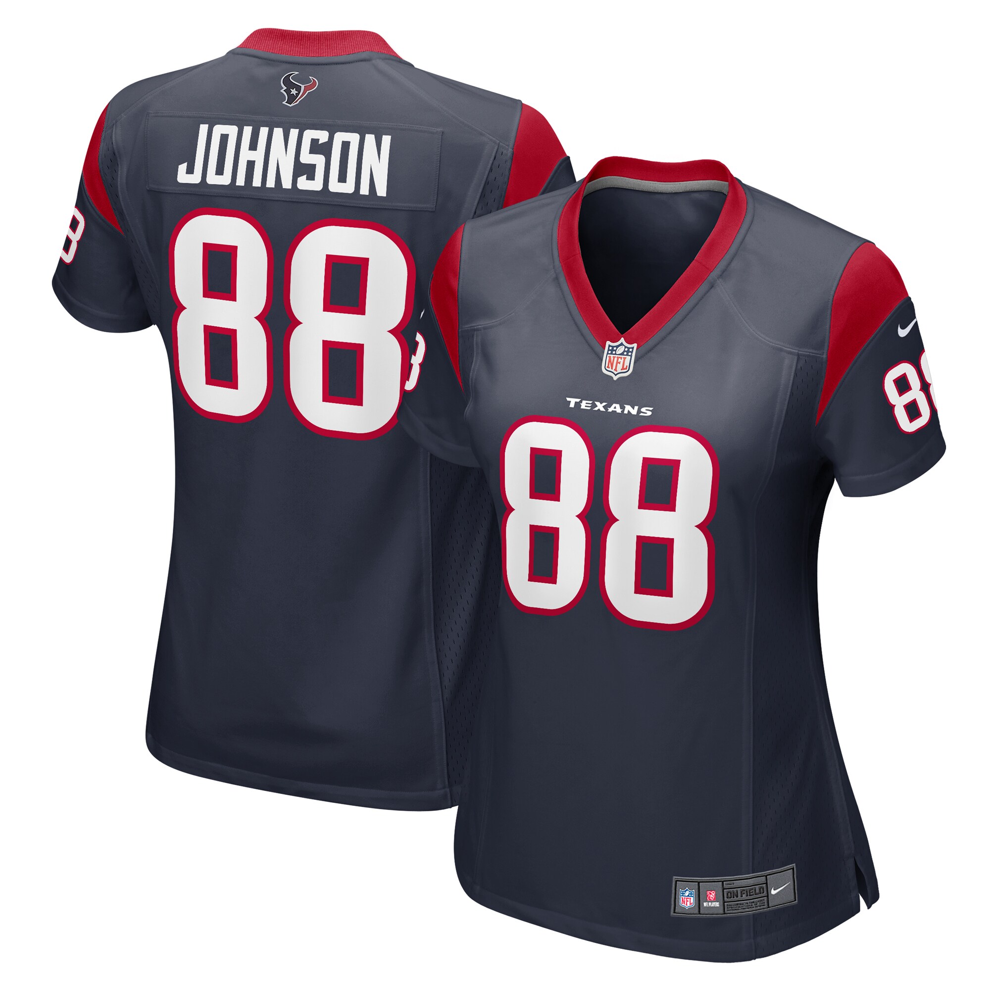 Women's Houston Texans Johnny Johnson Navy Team Game Jersey JS9045 Saliibo