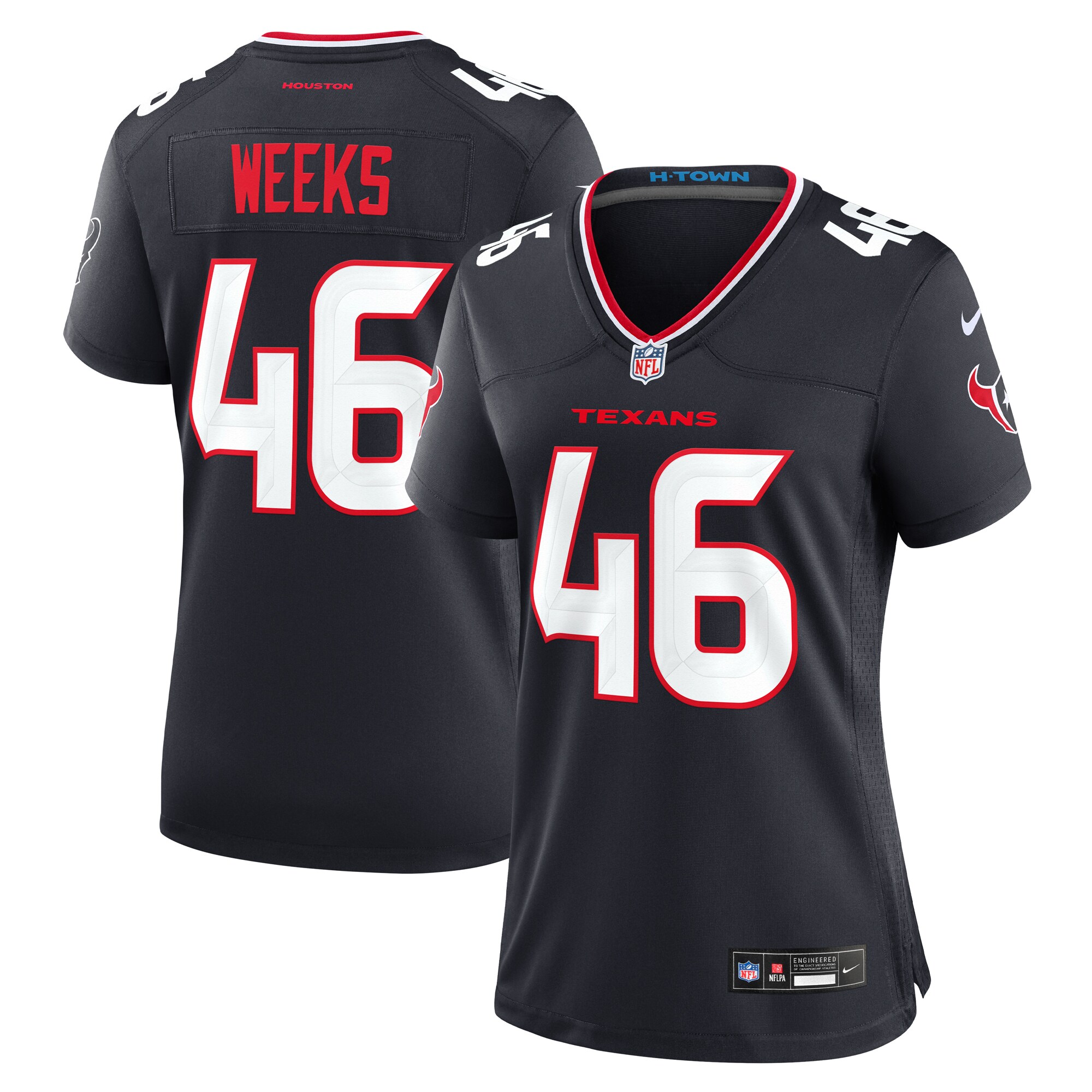 Women's Houston Texans Jon Weeks Navy Team Game Jersey JS4213 Saliibo