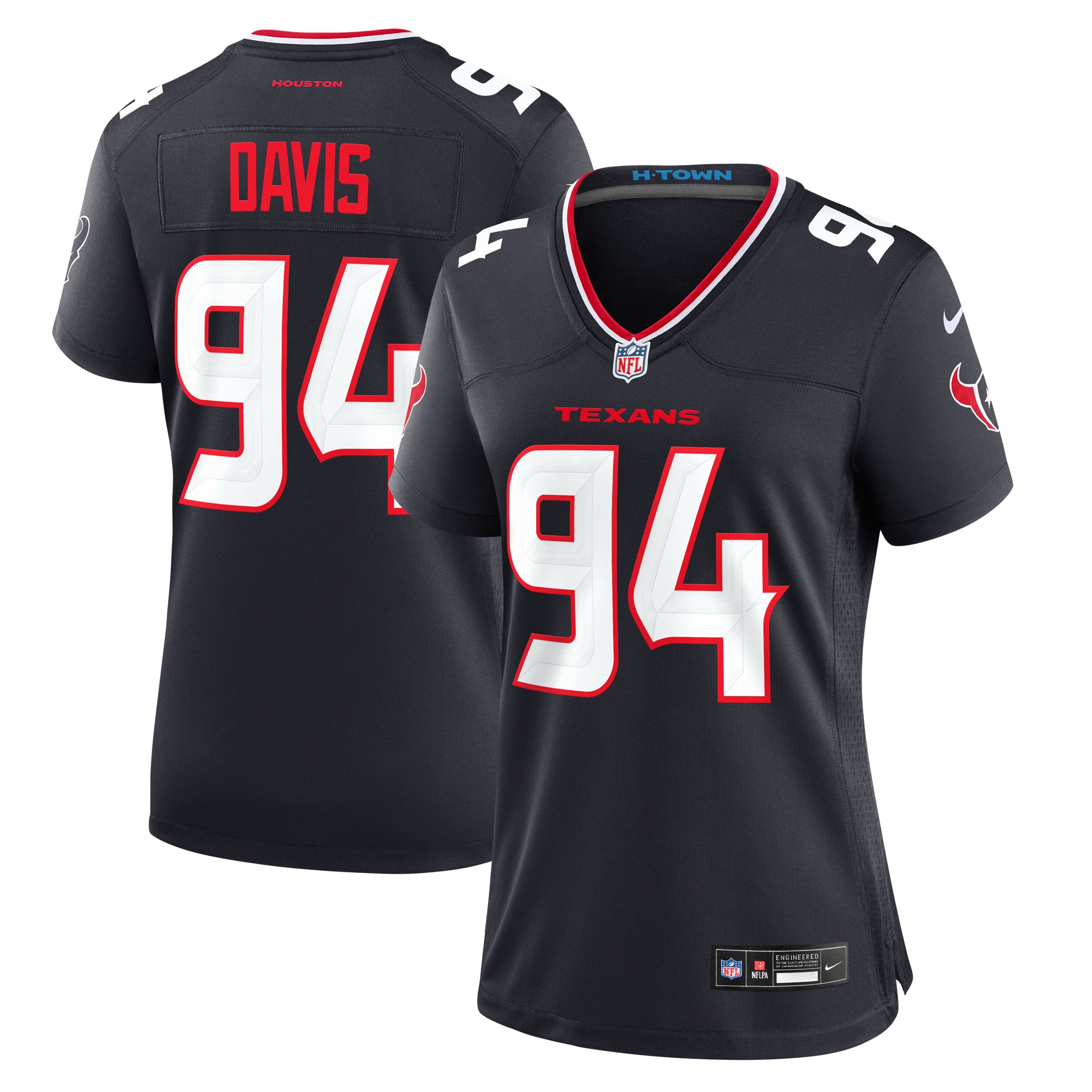 Women's Houston Texans Khalil Davis Navy Team Game Jersey JS6142 Saliibo