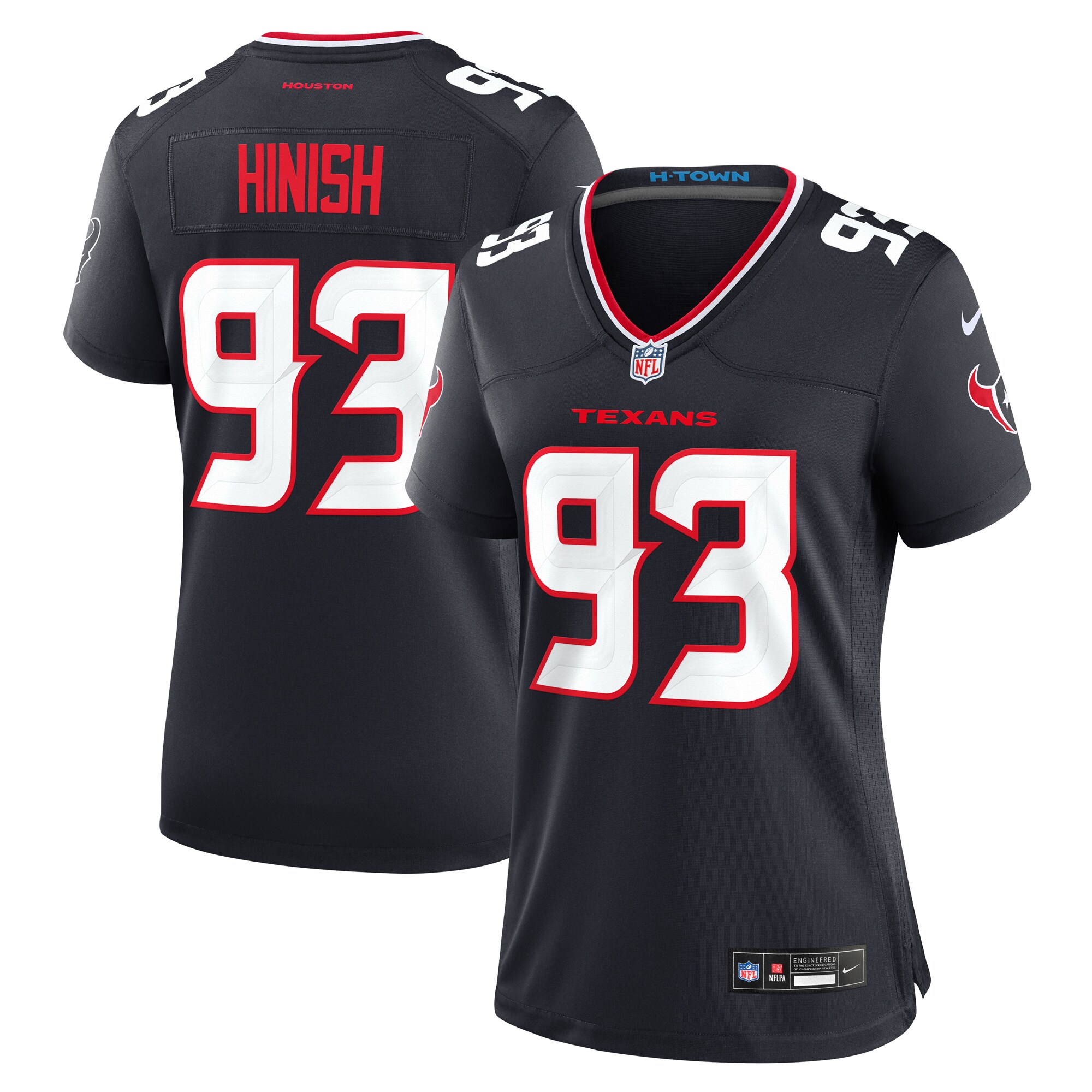 Women's Houston Texans Kurt Hinish Navy Team Game Jersey JS1680 Saliibo