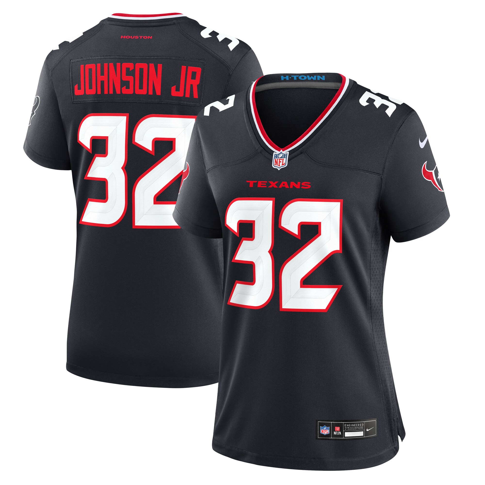 Women's Houston Texans Lonnie Johnson Jr. Navy Team Game Jersey JS3361 Saliibo