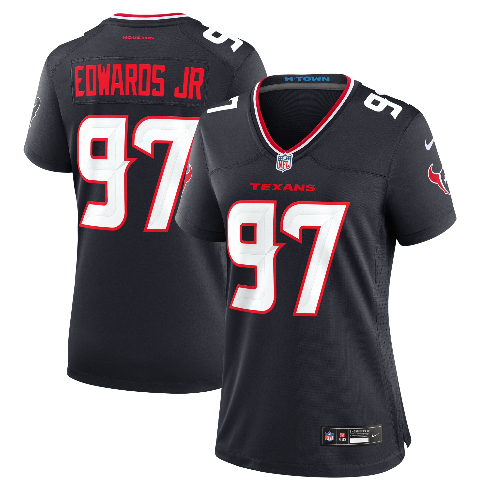 Women's Houston Texans Mario Edwards Jr. Navy Team Game Jersey JS5303 Saliibo