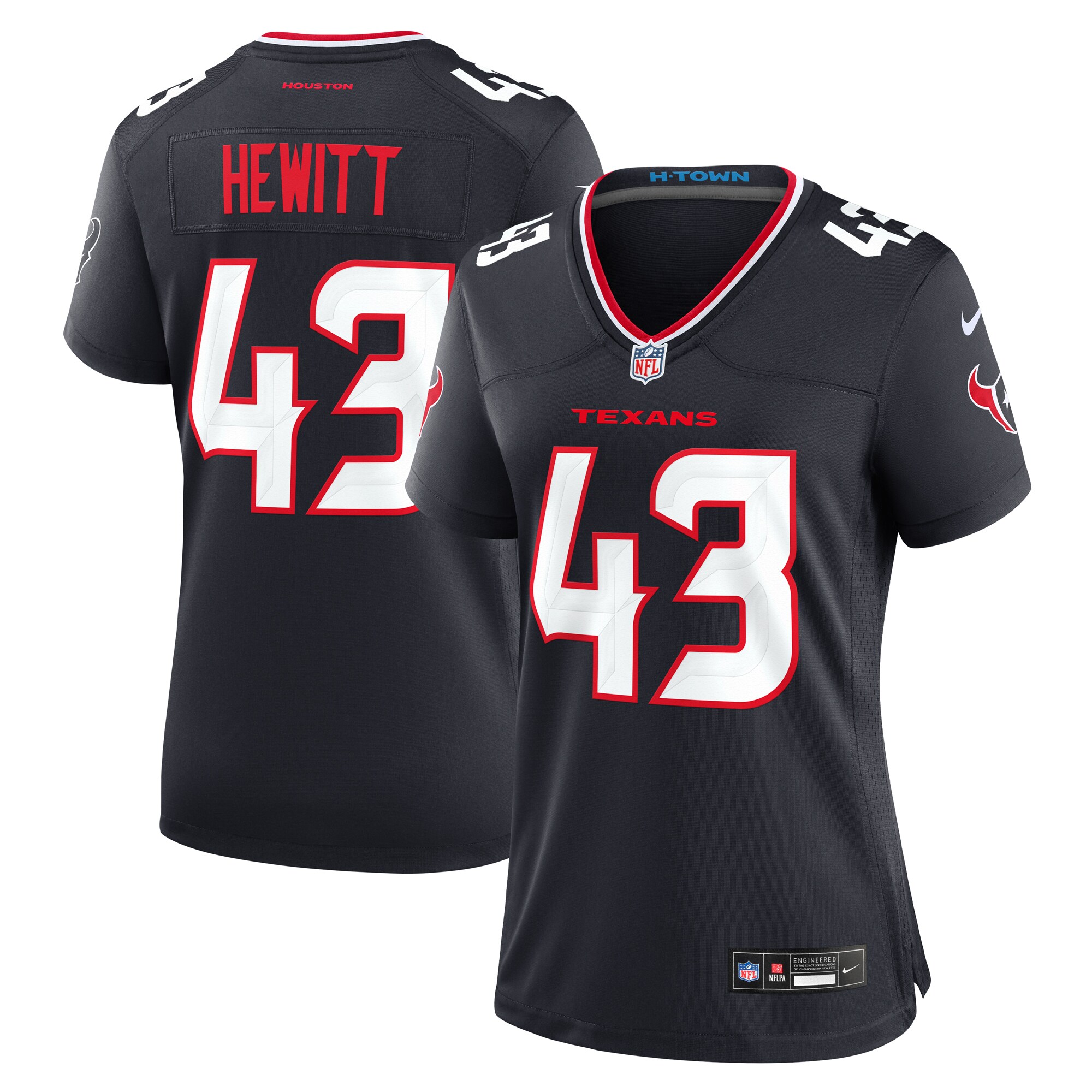 Women's Houston Texans Neville Hewitt Navy Team Game Jersey JS3045 Saliibo