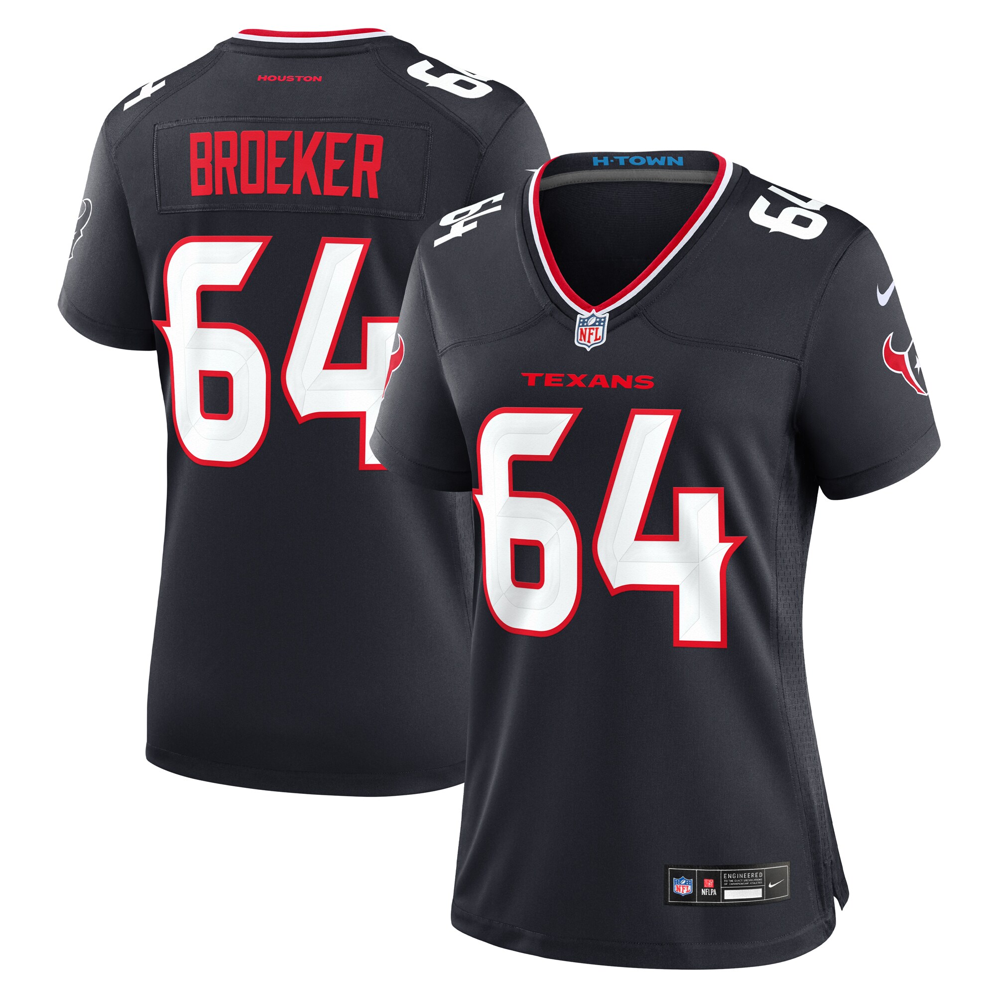 Women's Houston Texans Nick Broeker Navy Team Game Jersey JS1439 Saliibo